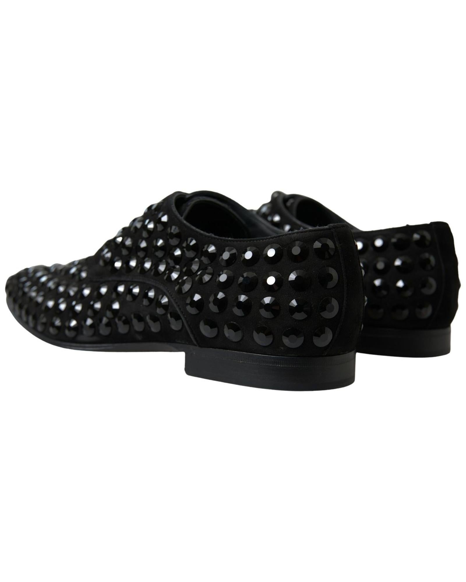 Dolce & Gabbana  Crystal Embellished Suede Loafers - Black