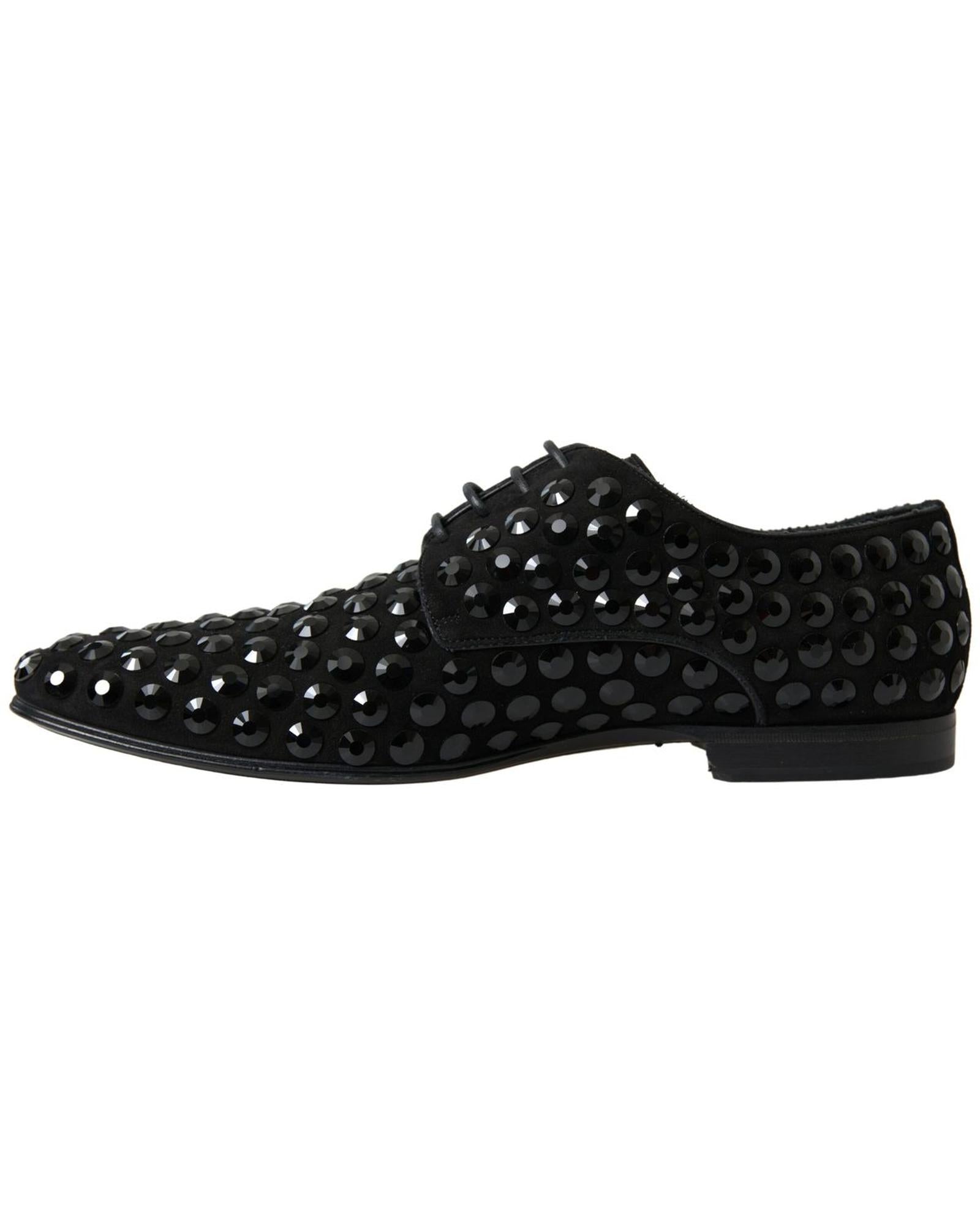 Dolce & Gabbana  Crystal Embellished Suede Loafers - Black