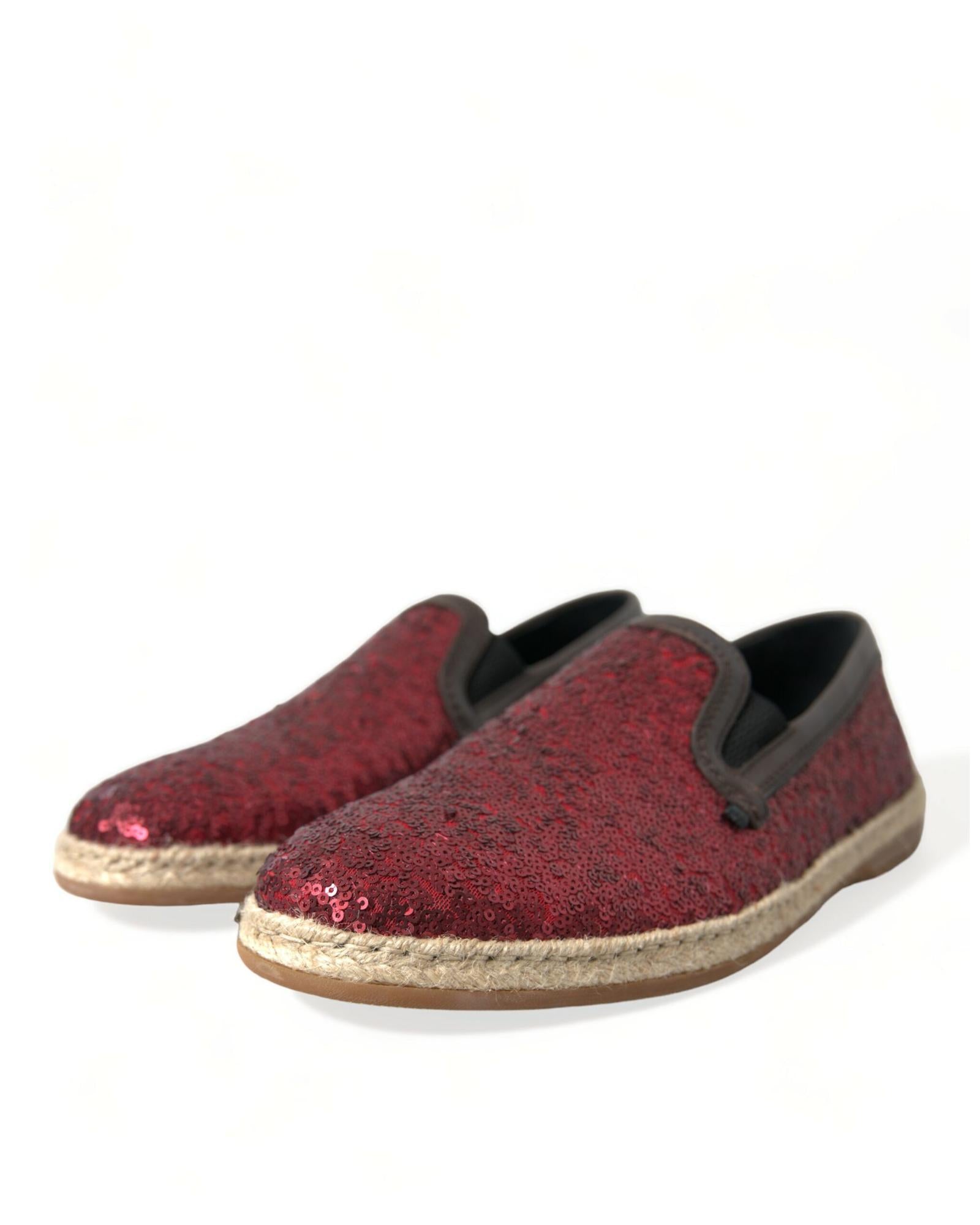 Dolce & Gabbana  Red Sequin Espadrille SlipOn Shoes3