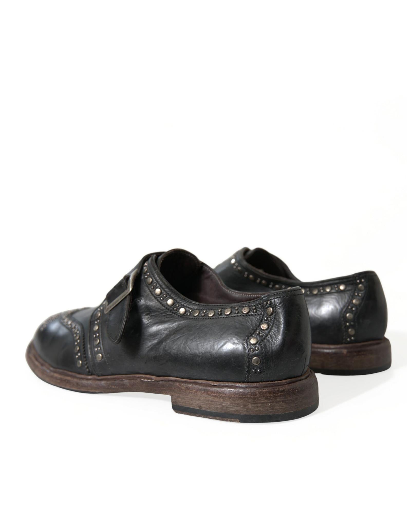 Dolce & Gabbana  Studded Leather Monk Shoes Black