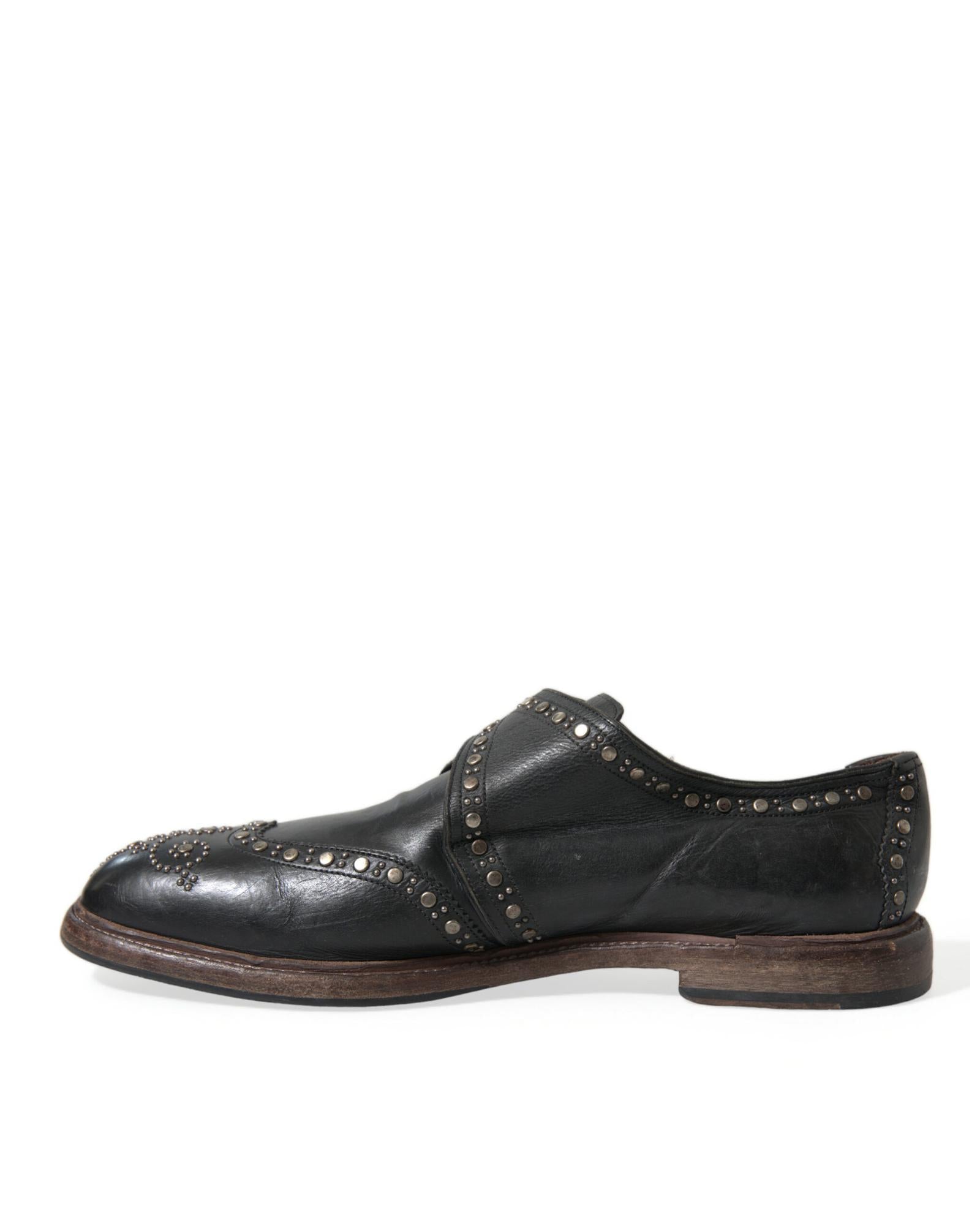 Dolce & Gabbana  Studded Leather Monk Shoes Black