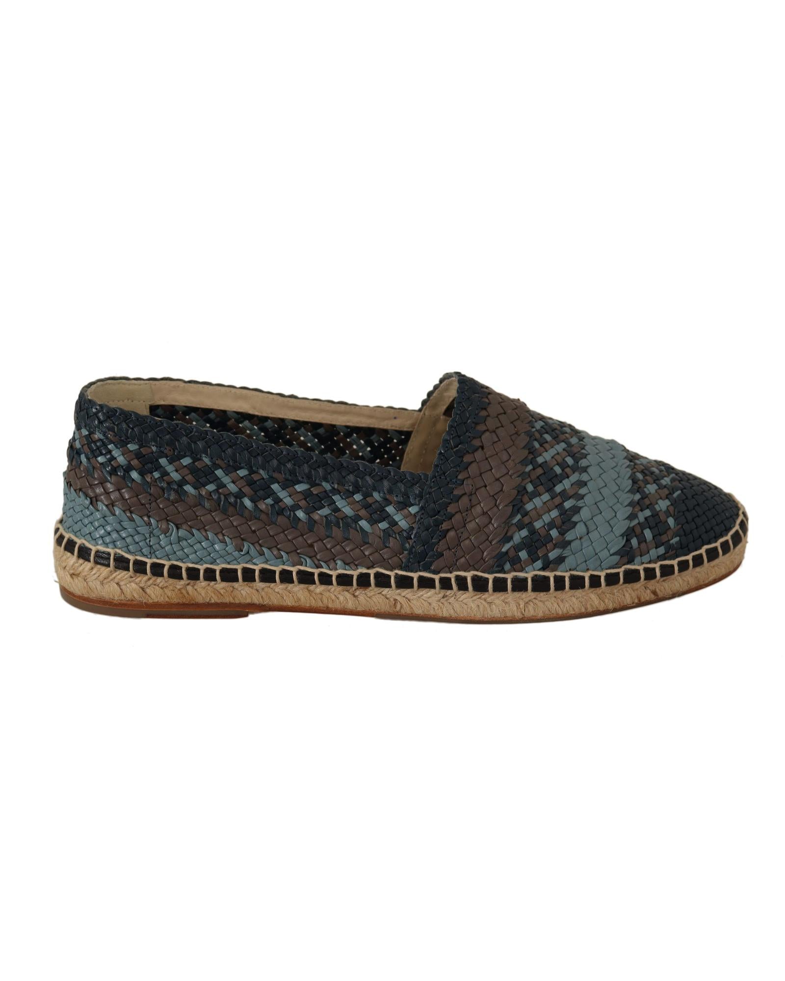 Dolce & Gabbana  Women's Espadrilles Blue Woven Leather Casual Shoes