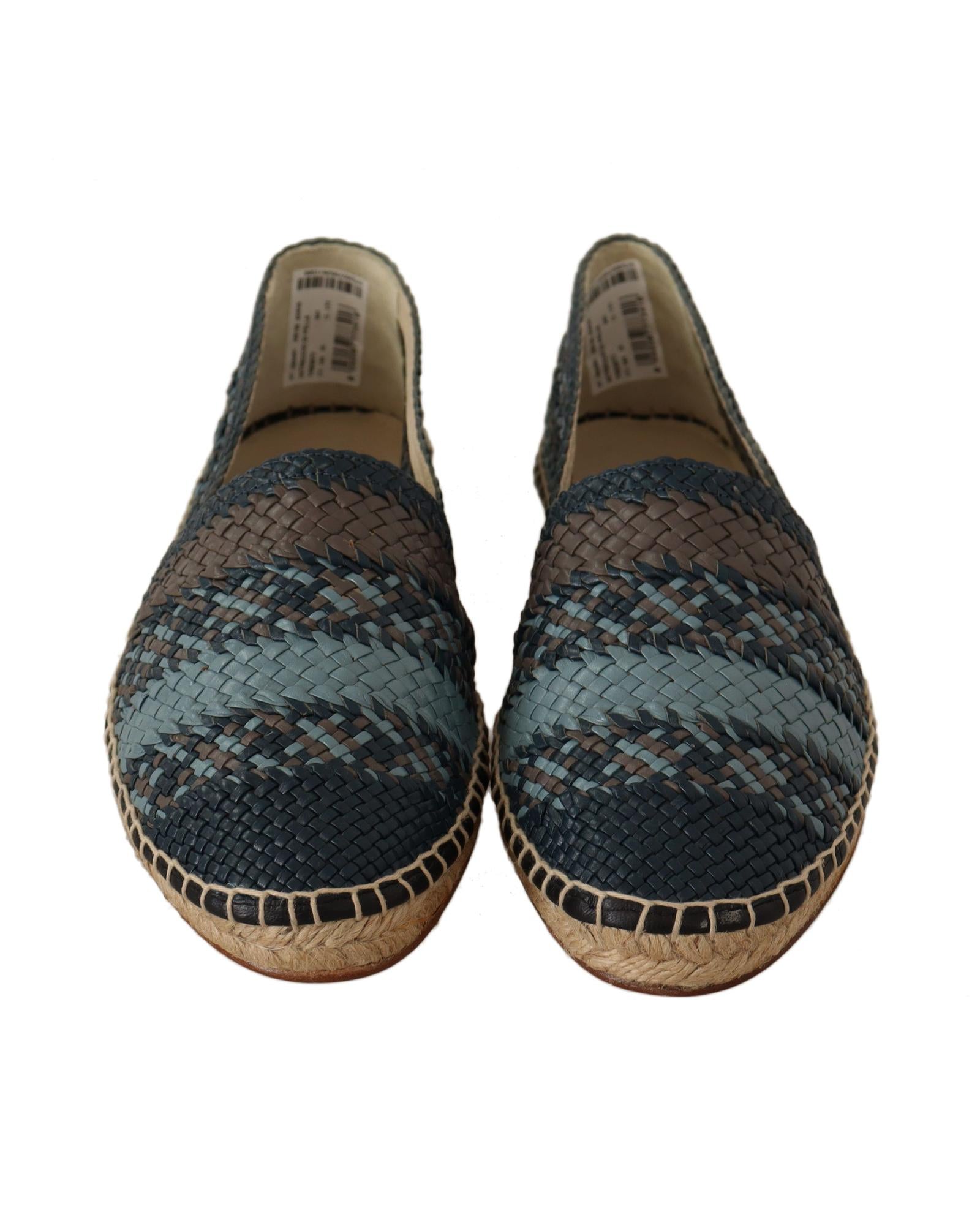 Dolce & Gabbana  Women's Espadrilles Blue Woven Leather Casual Shoes