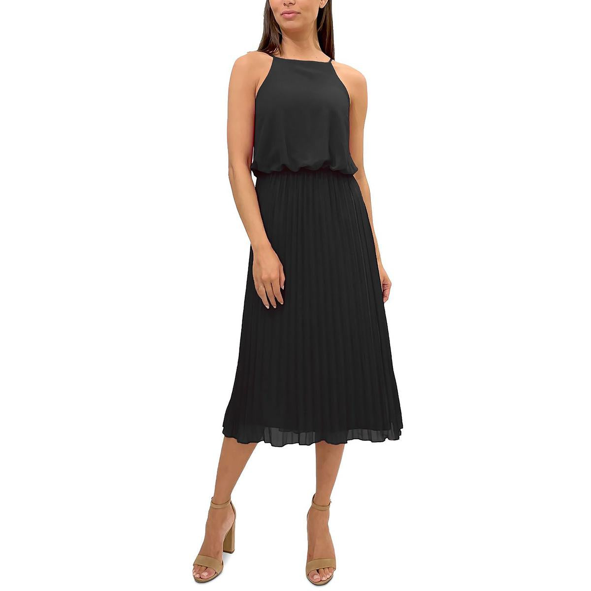 Womens Shutter Pleat Midi Dress