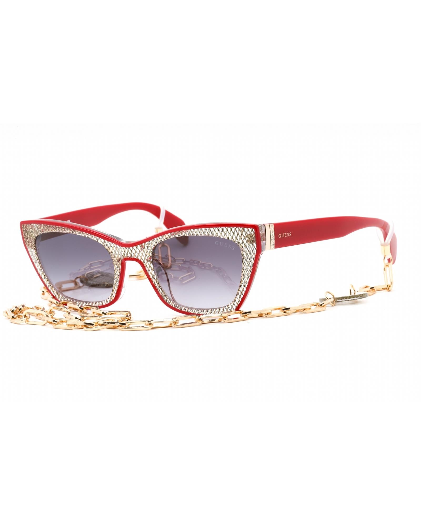 Guess  GU7714 Cat Eye Sunglasses with Chain Red