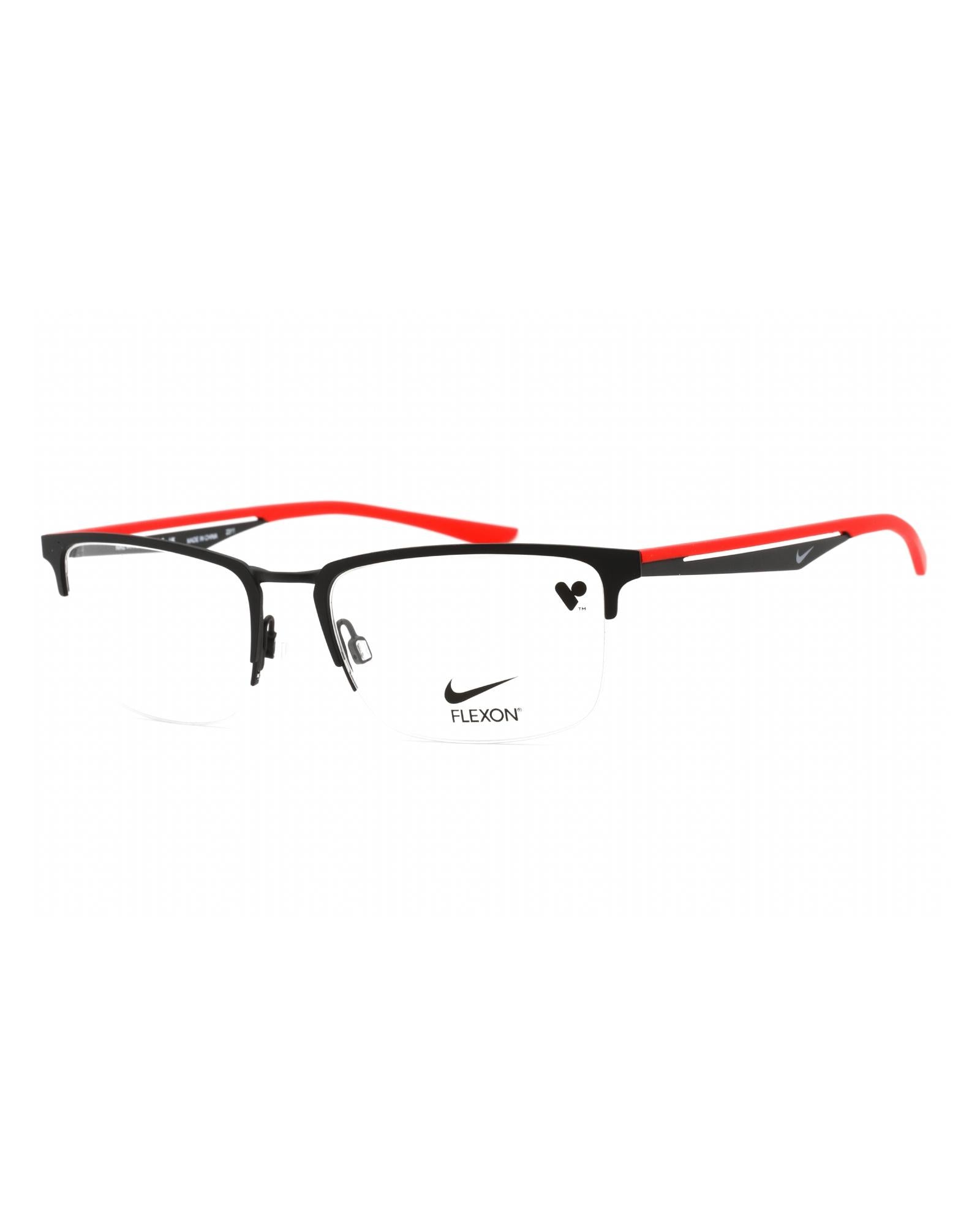 Nike Stylish Satin Black Eyeglasses with Clear Demo Lens by