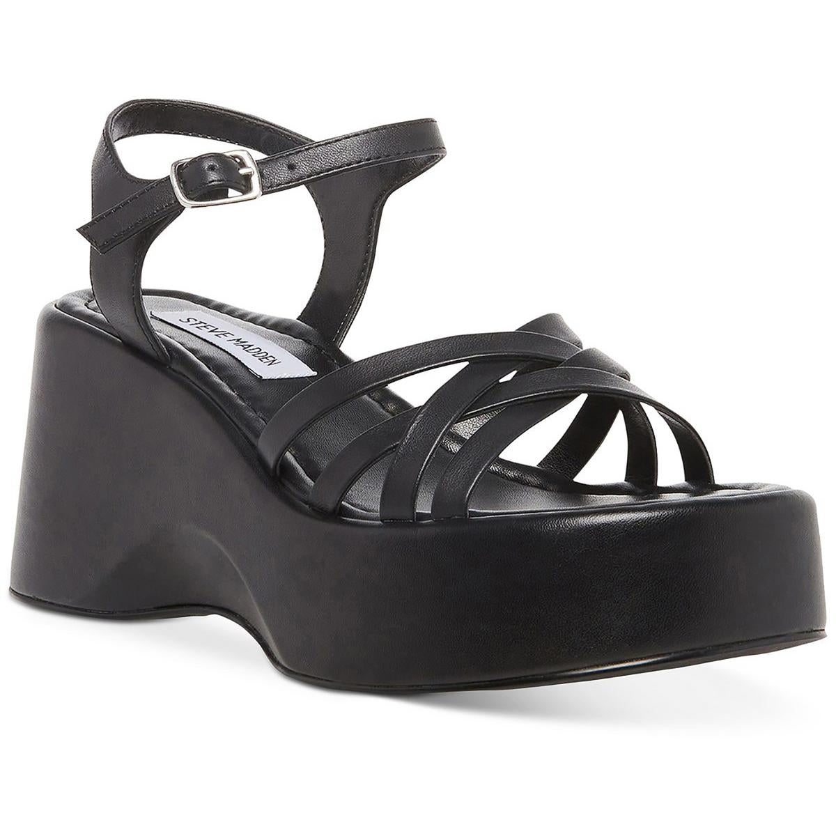 Crazy 30 Womens Buckle Criss-Cross Wedge Sandals