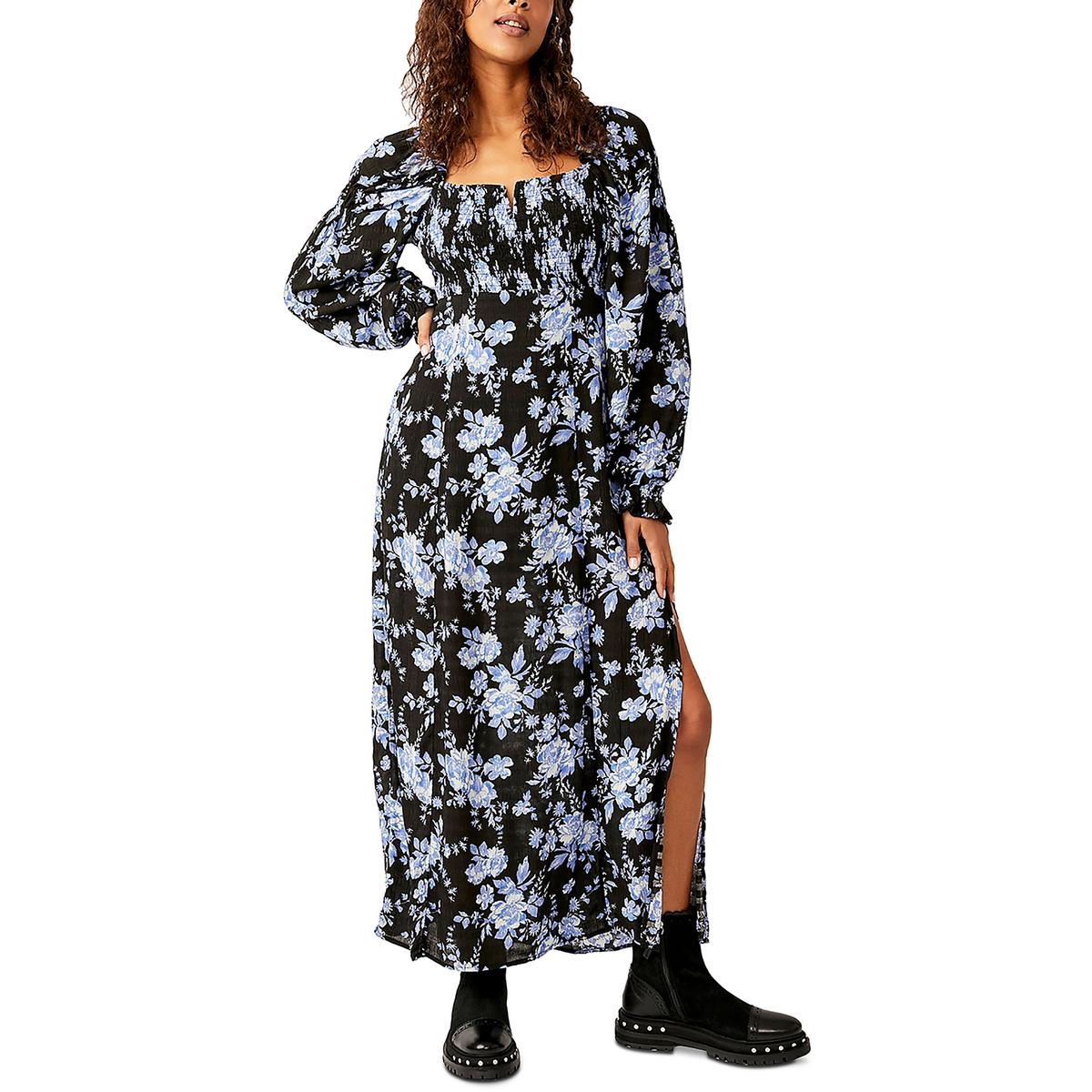 Jaymes Womens Floral Smocked Midi Dress