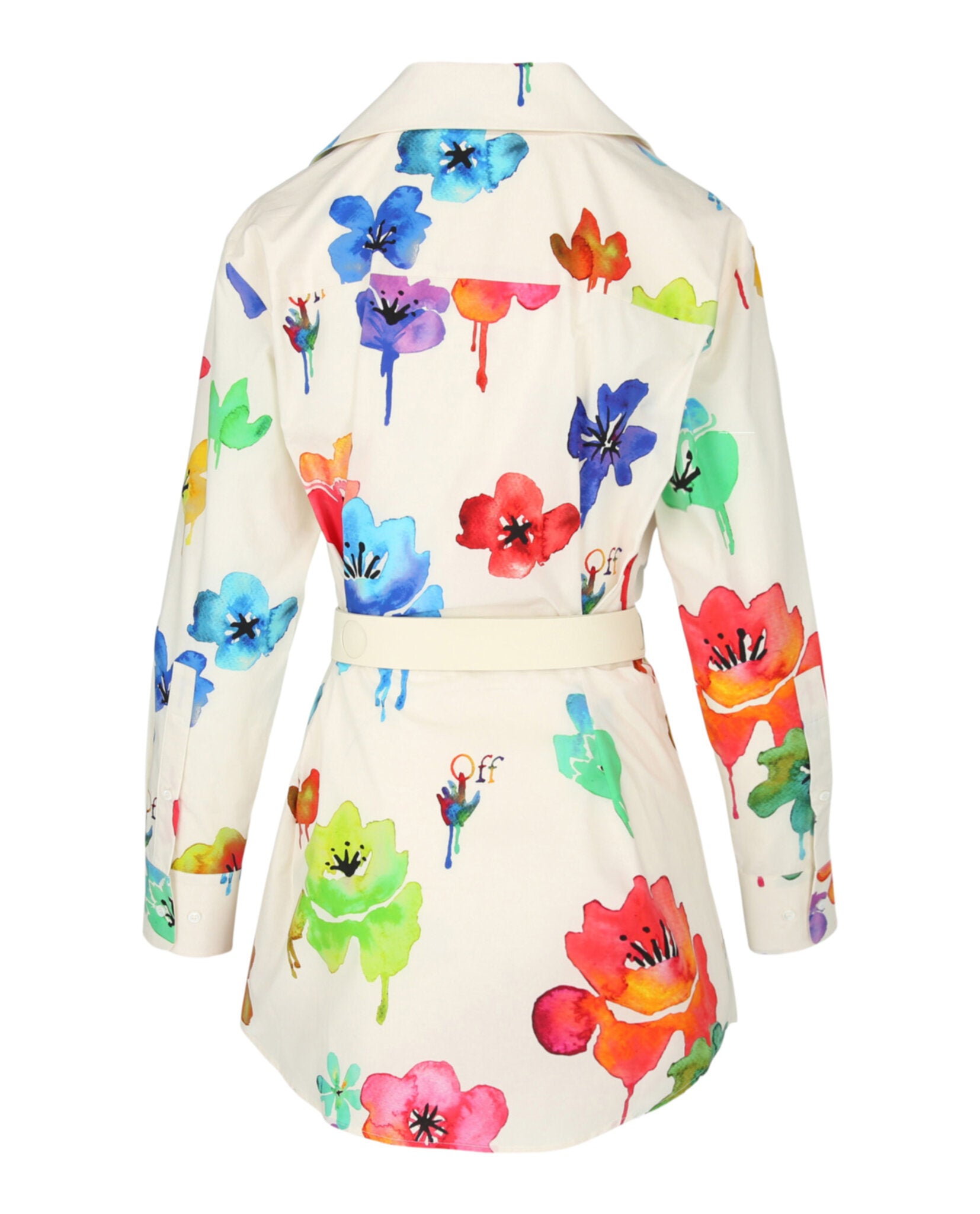 Off-White Womens Floral Print Belted Dress