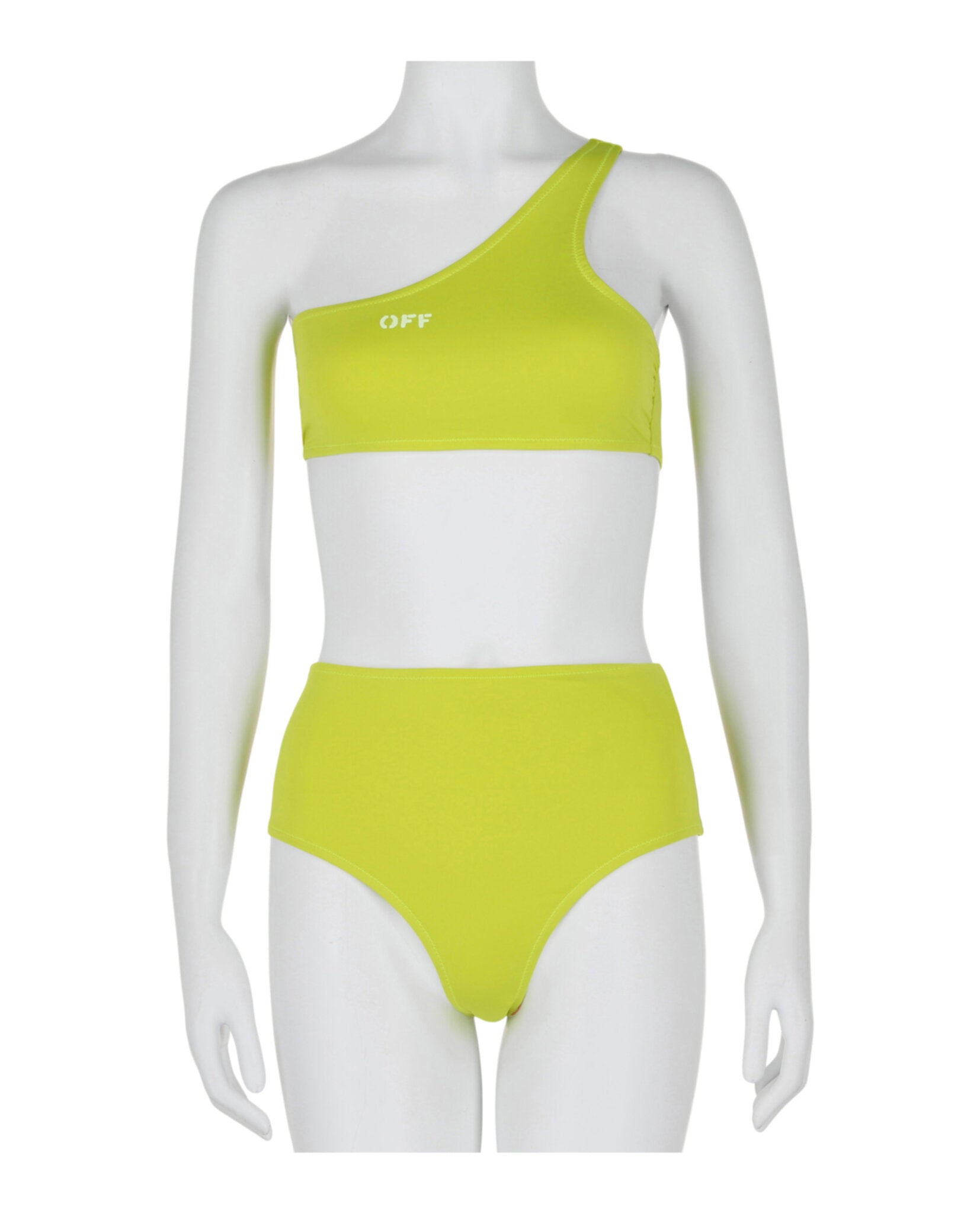 Off-White Womens Stamp One Shoulder Bikini Set