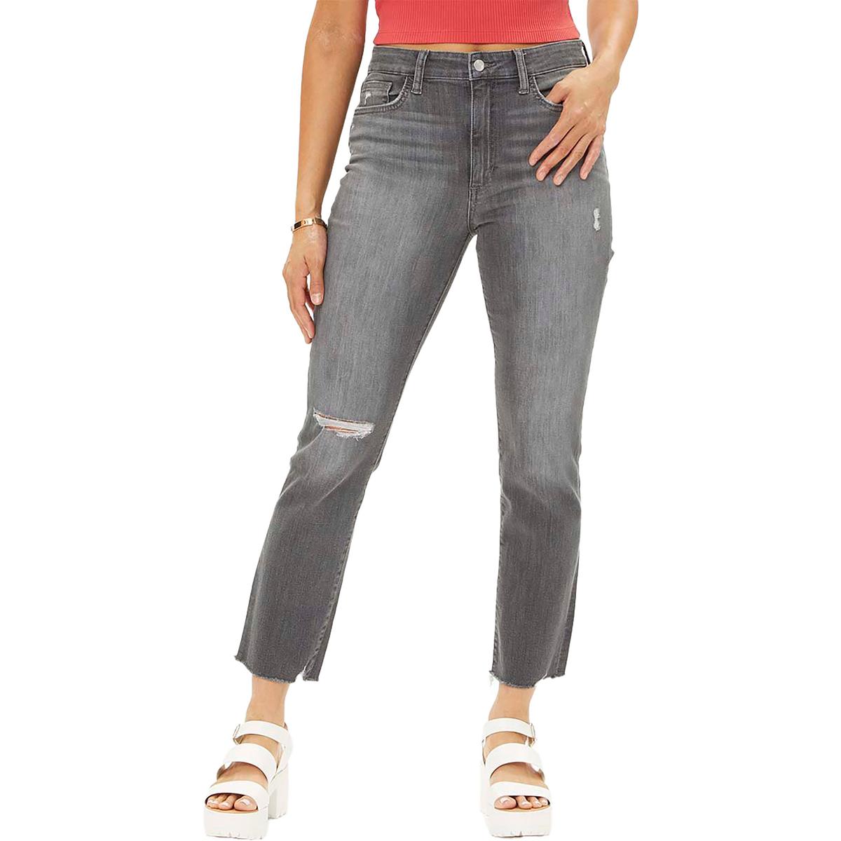 Womens Straight Leg Distressed Ankle Jeans