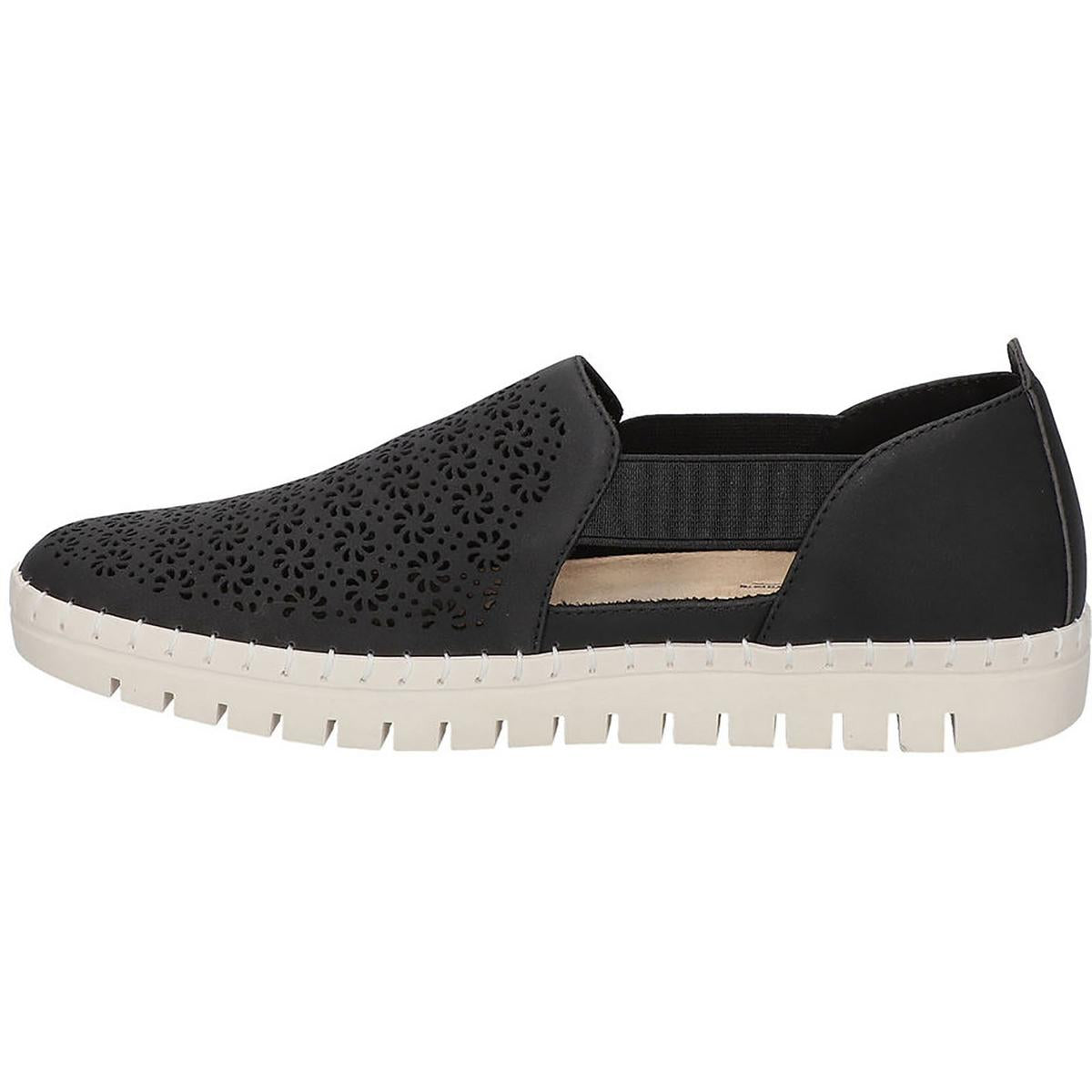 Mega Fresh Womens Faux Leather Perforated Slip-On Sneakers