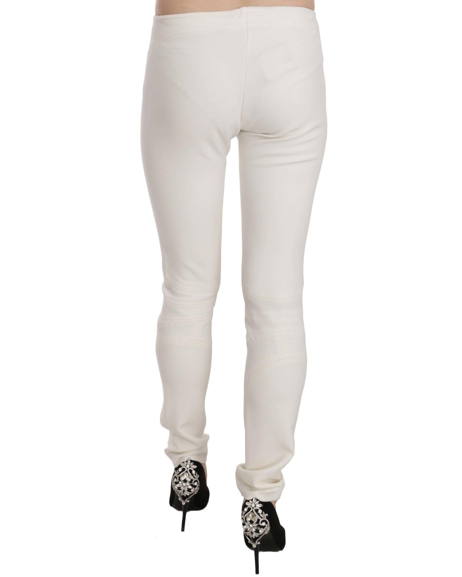 Just Cavalli  Women's White Slim Fit Pants with Heart-Shaped Zipper Pull