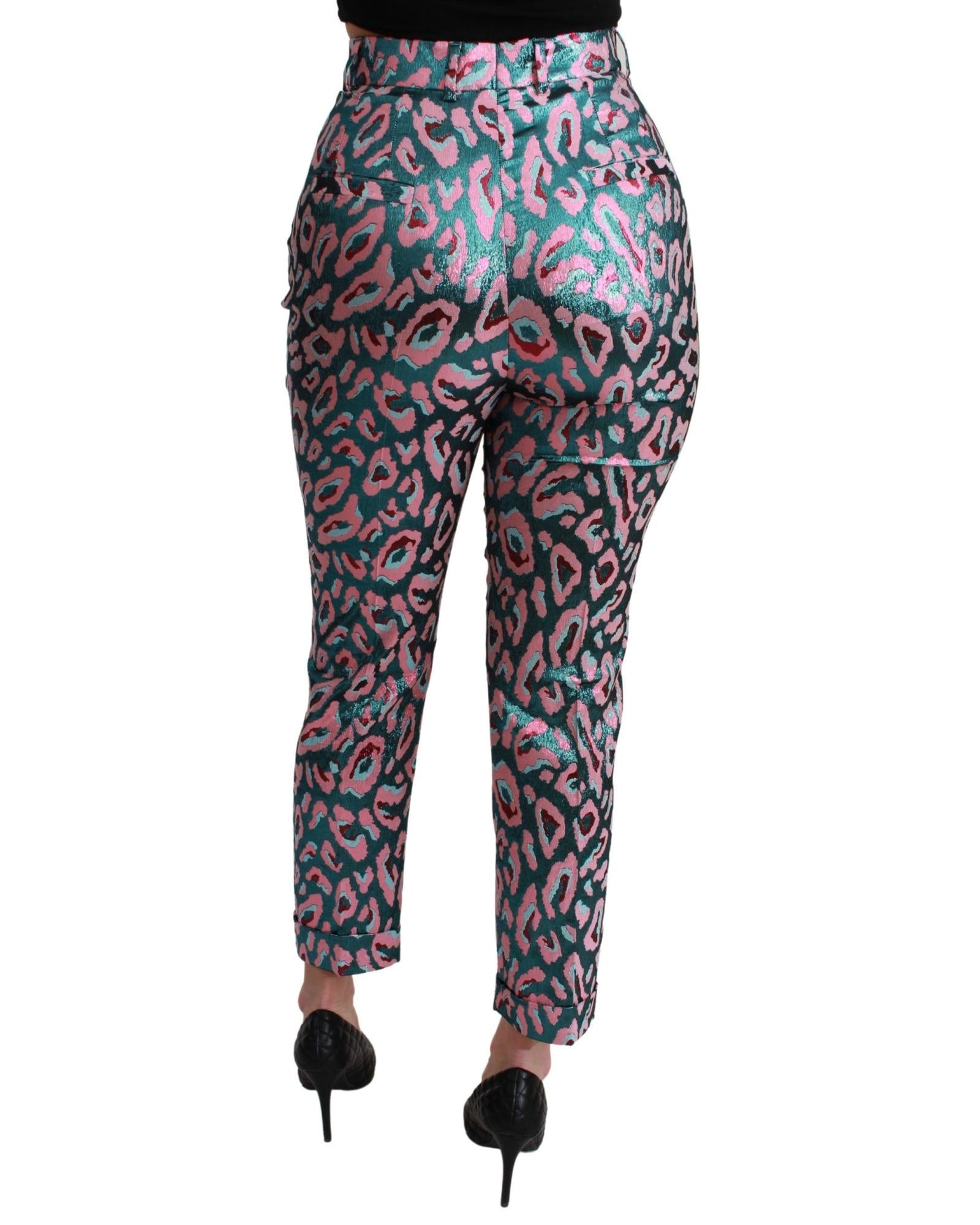 Dolce & Gabbana  Leopard Print High Waist Silk Pants