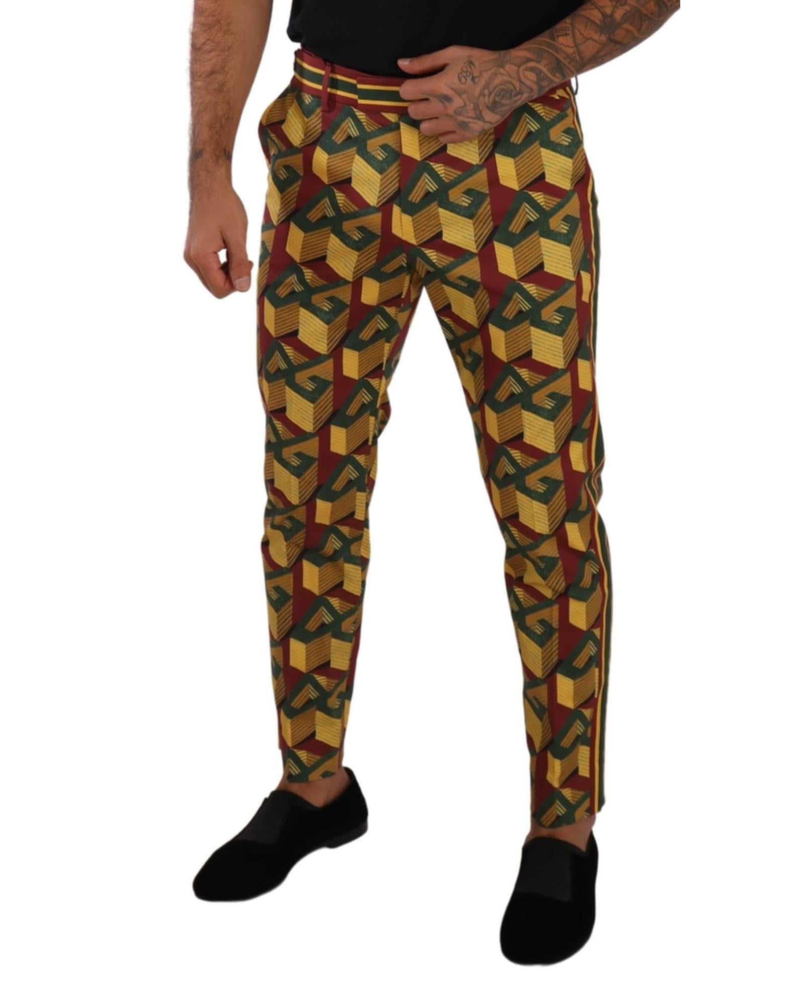 Dolce & Gabbana  Mens Geometric Print Slim Fit Pants