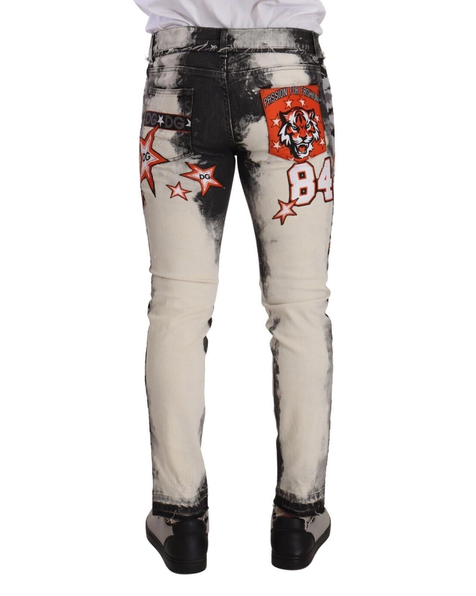 Dolce & Gabbana  Men's Distressed Skinny Jeans Black and White