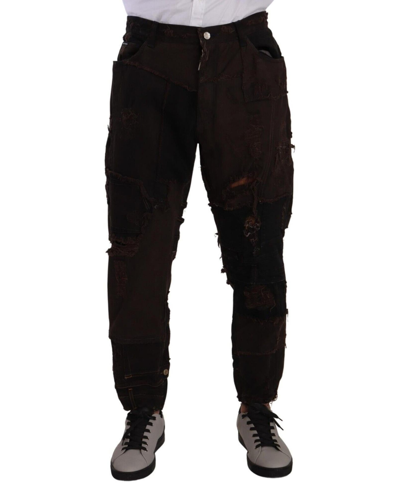 Dolce & Gabbana  Men's Brown Patchwork Jeans