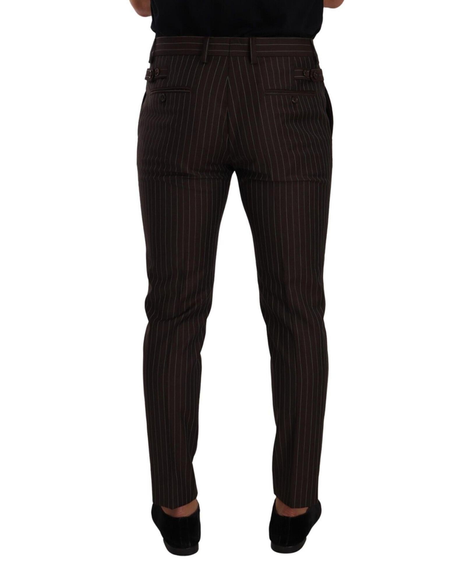 Dolce & Gabbana  Men's Brown Pinstripe Trousers