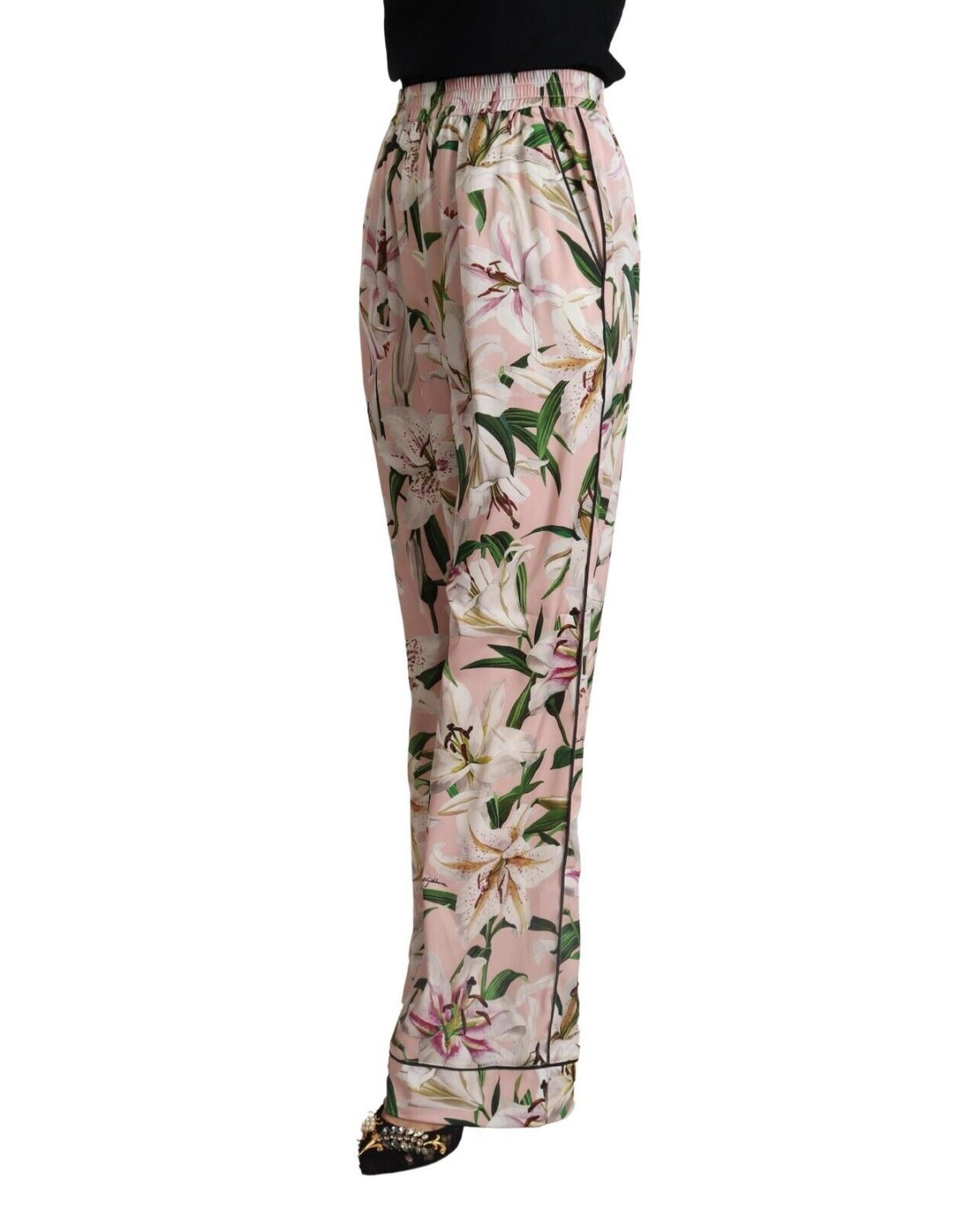 Dolce & Gabbana Lily Print Wide Leg Pants2