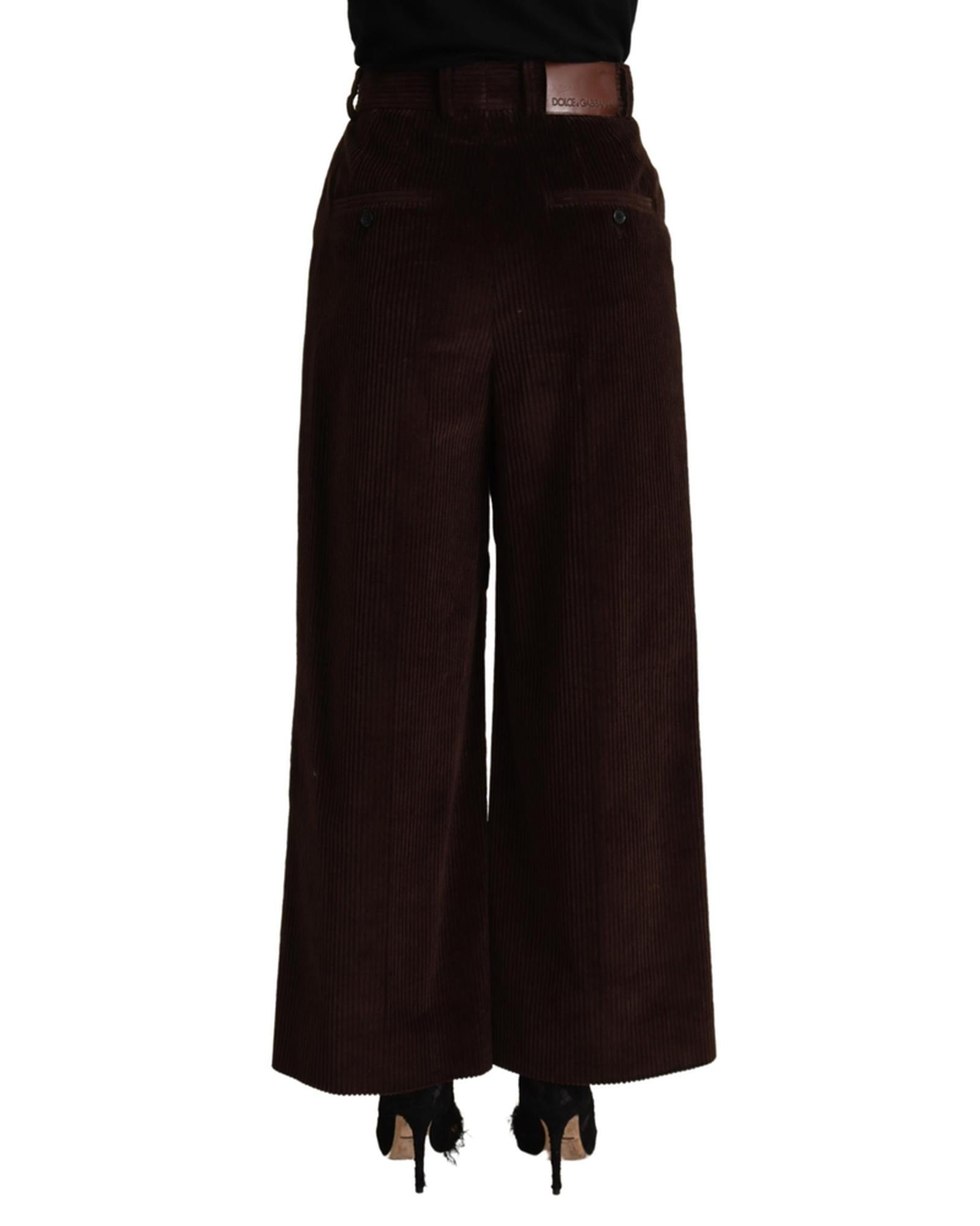 Dolce & Gabbana  Women's Brown Corduroy Wide Leg Trousers