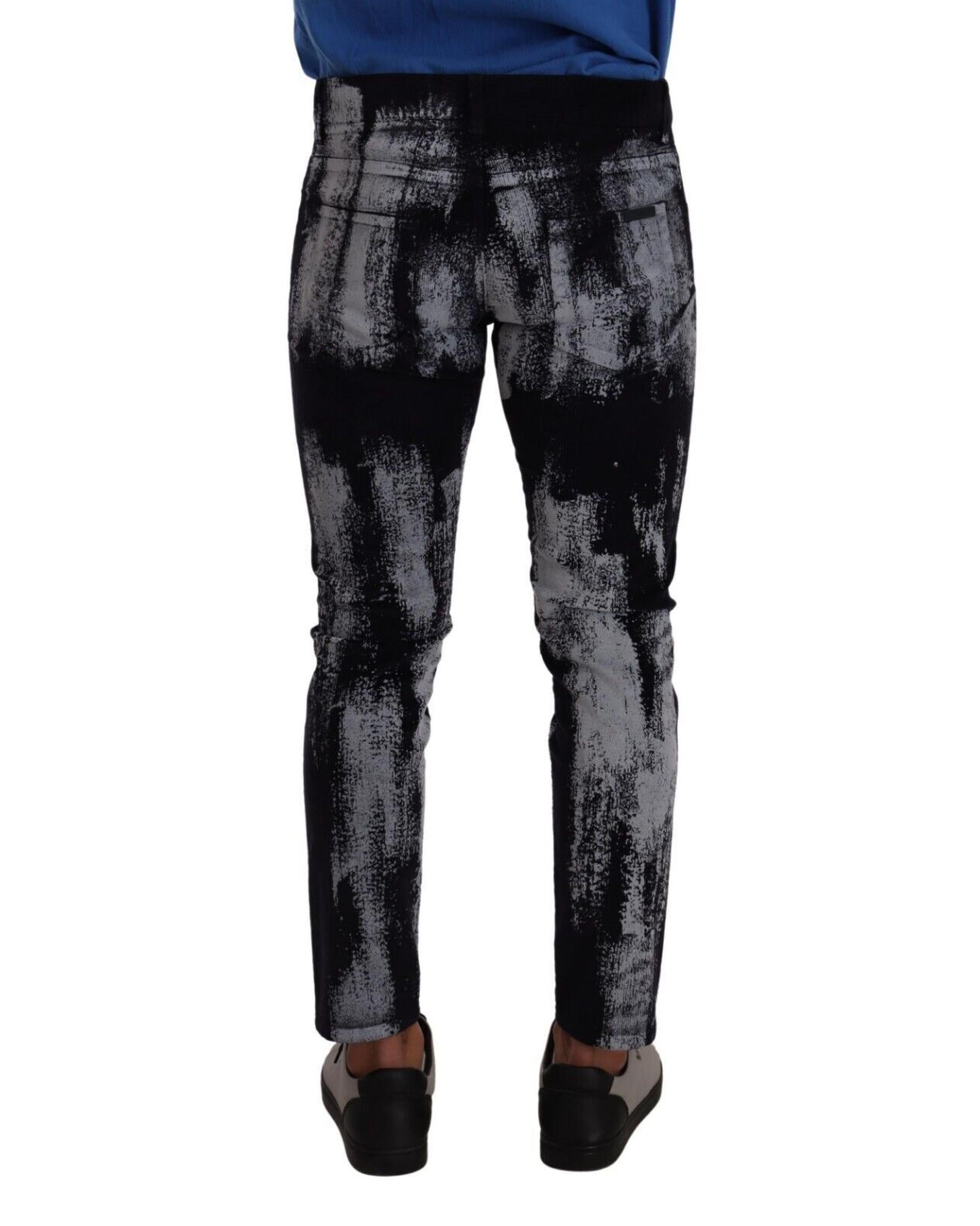 Dolce & Gabbana  Men's Slim Fit Jeans with Paint Splatter Design