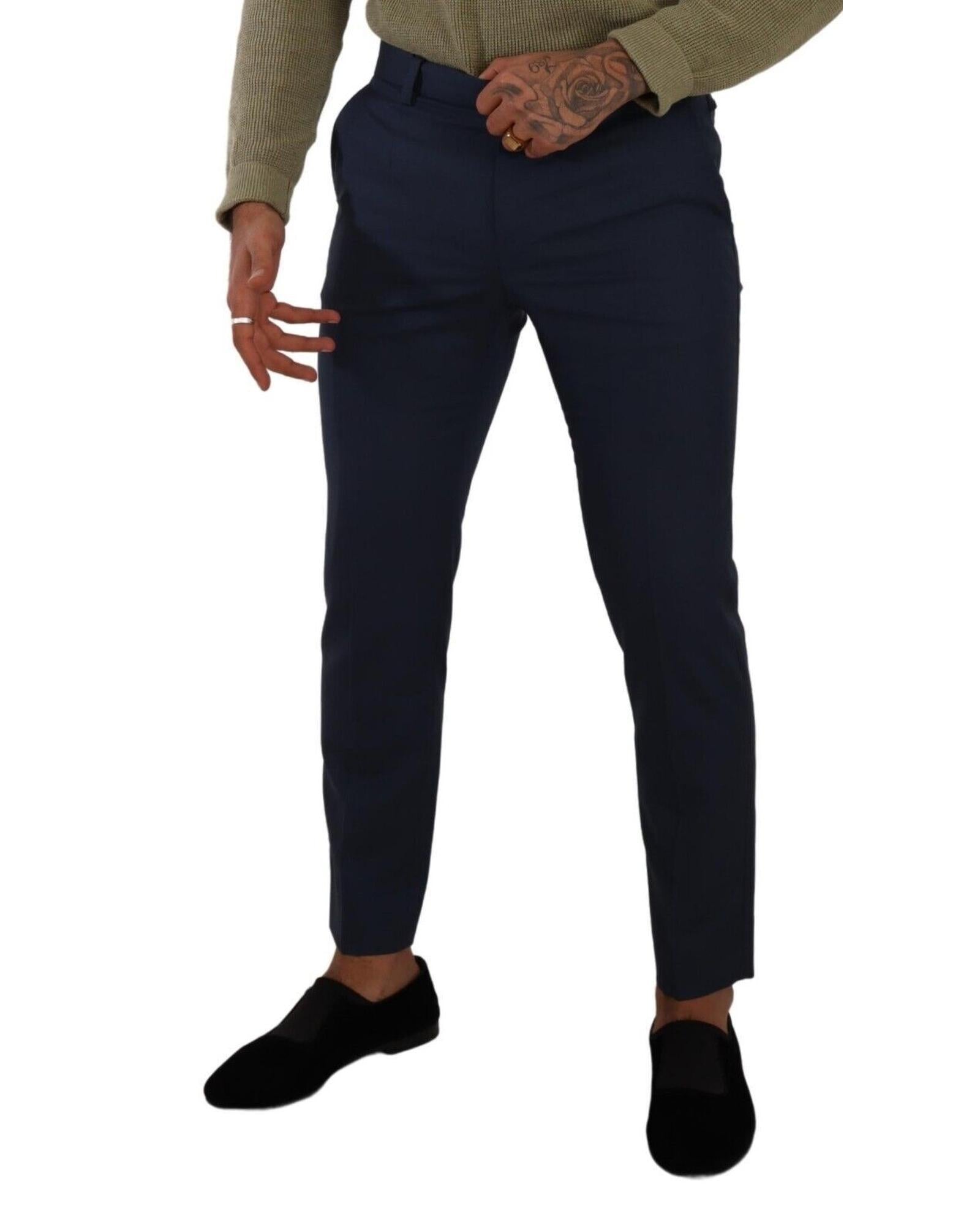 Dolce & Gabbana  Classic Fit Wool Trousers - Navy