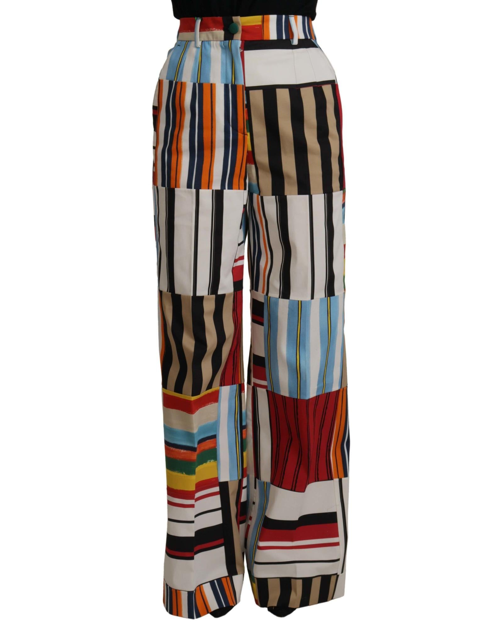 Dolce & Gabbana Striped High Waist Cotton Pants2