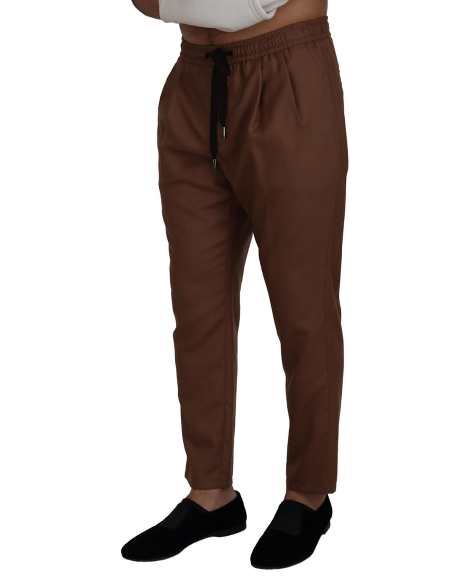 Dolce & Gabbana  Men's Brown Wool Drawstring Pants