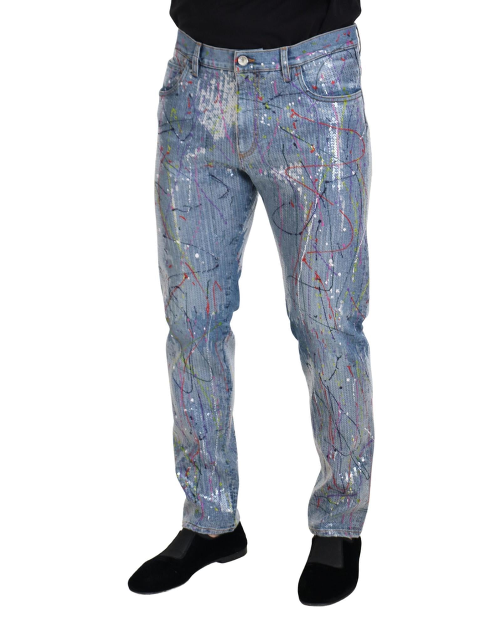 Dolce & Gabbana  Men's Sequined Paint Splatter Jeans