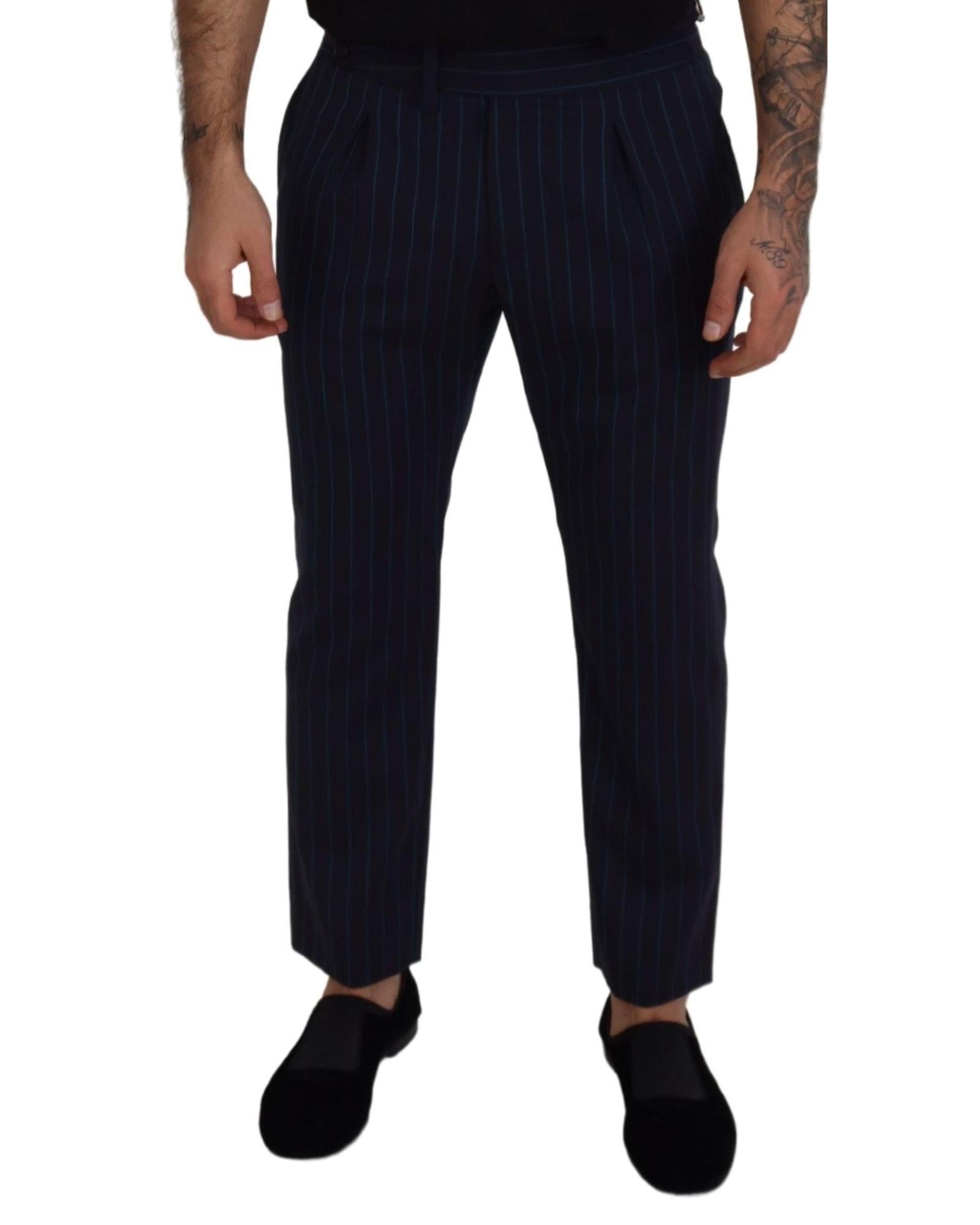 Dolce & Gabbana  Classic Fit Pinstripe Trousers - Blue