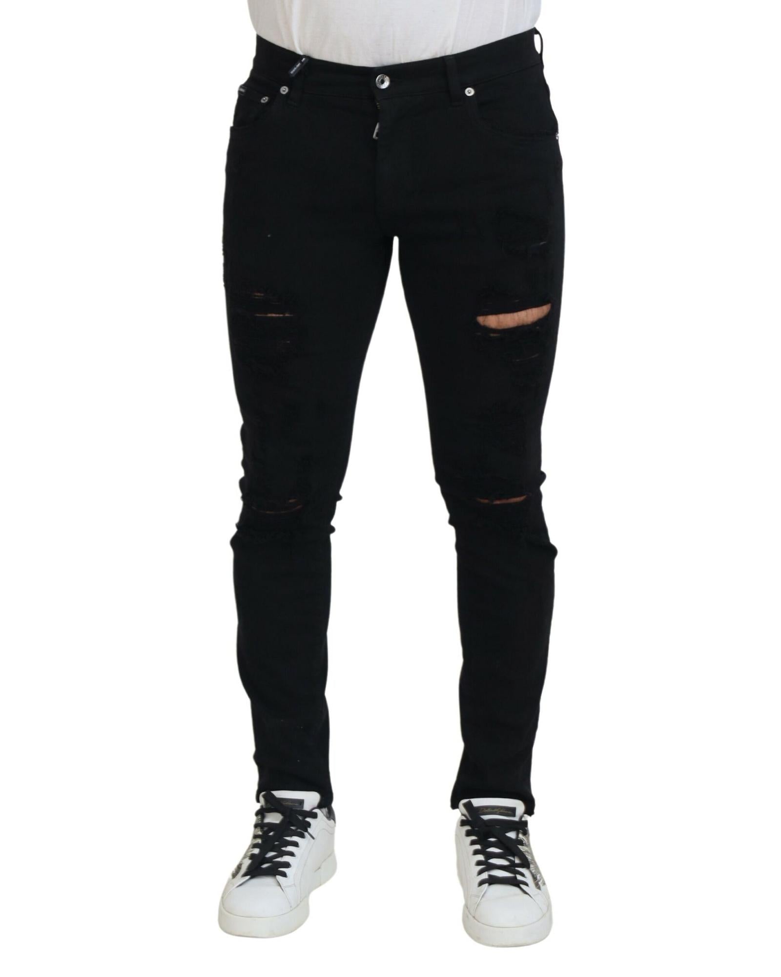 Dolce & Gabbana  Distressed Skinny Fit Jeans Black