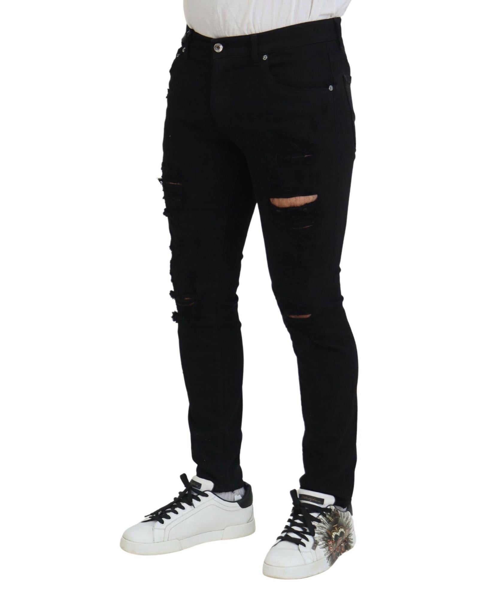 Dolce & Gabbana  Distressed Skinny Fit Jeans Black