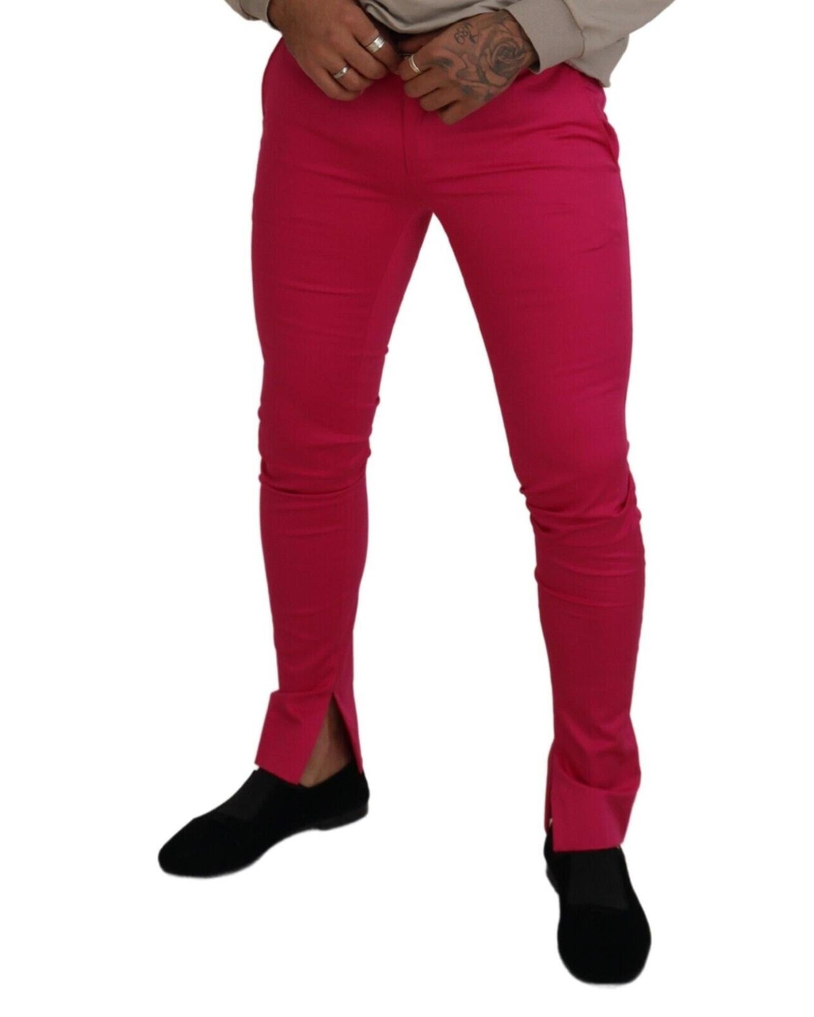 Dolce & Gabbana  Men's Slim Fit Fuchsia Pink Cotton Pants