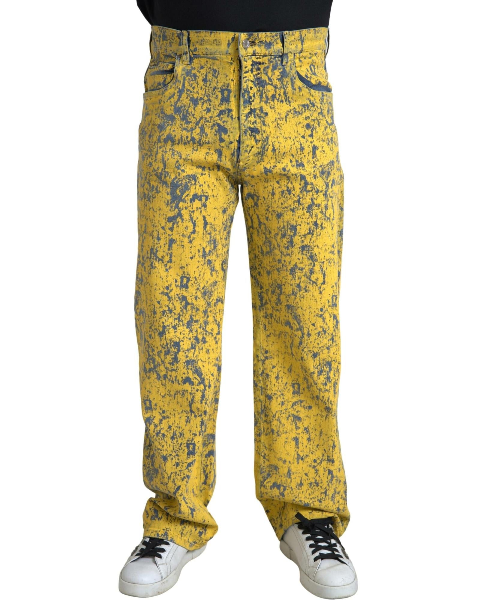 Dolce & Gabbana  Splashed Jeans for Men Yellow PAN74845