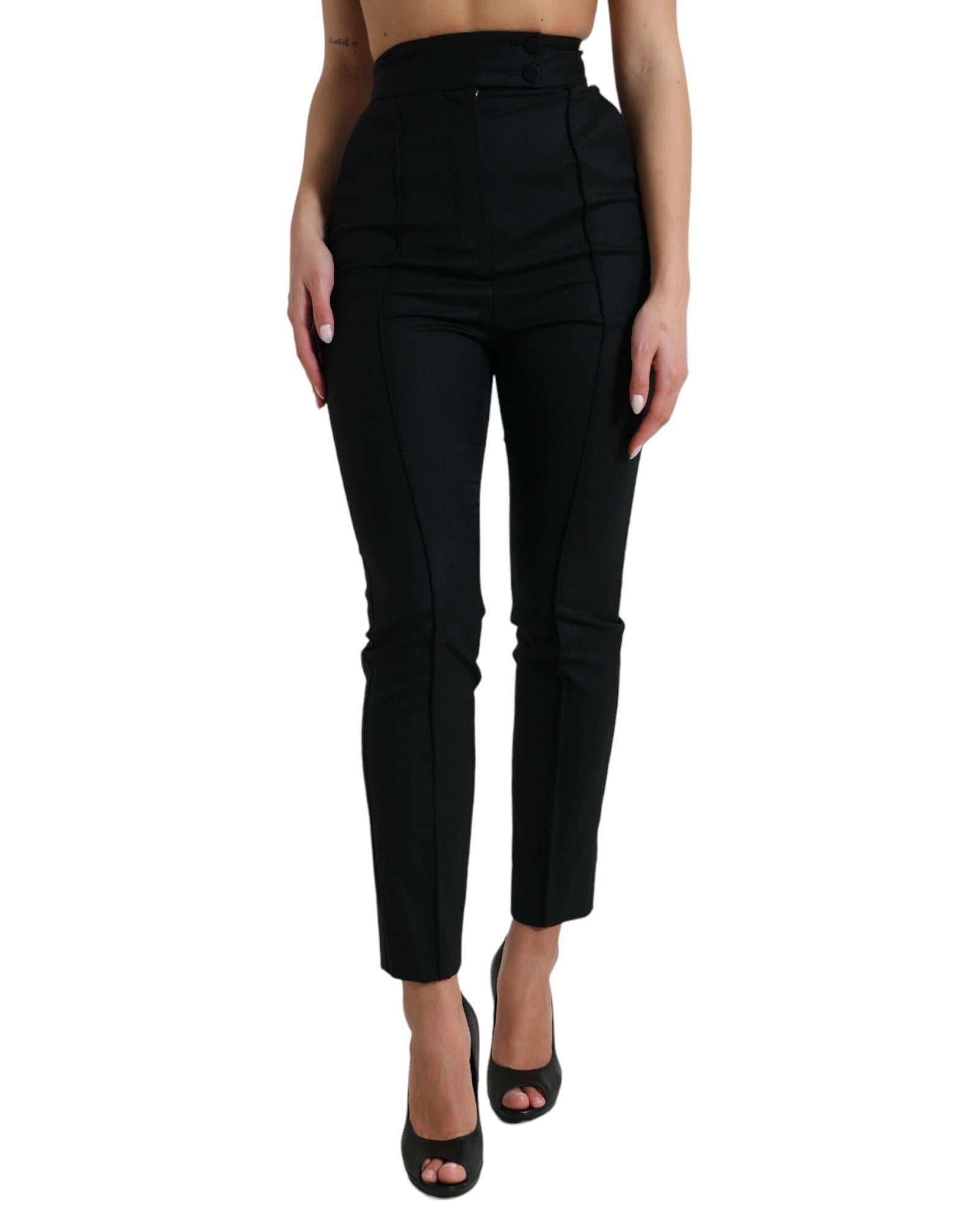 Dolce & Gabbana  High Waist Slim Fit Trousers in Black