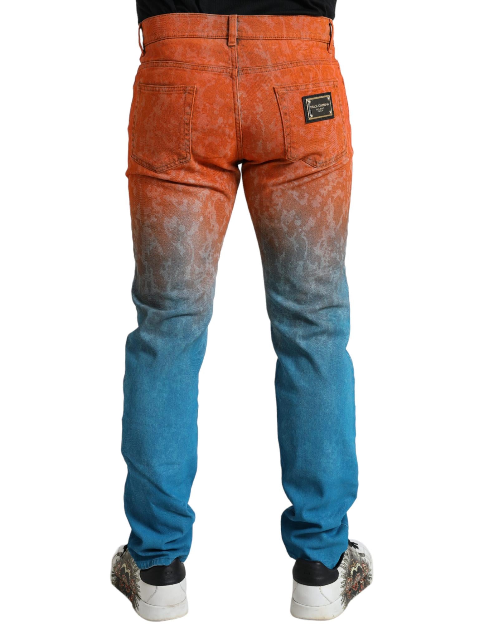 Dolce & Gabbana  Men's Gradient Slim Fit Jeans - OrangeBlue