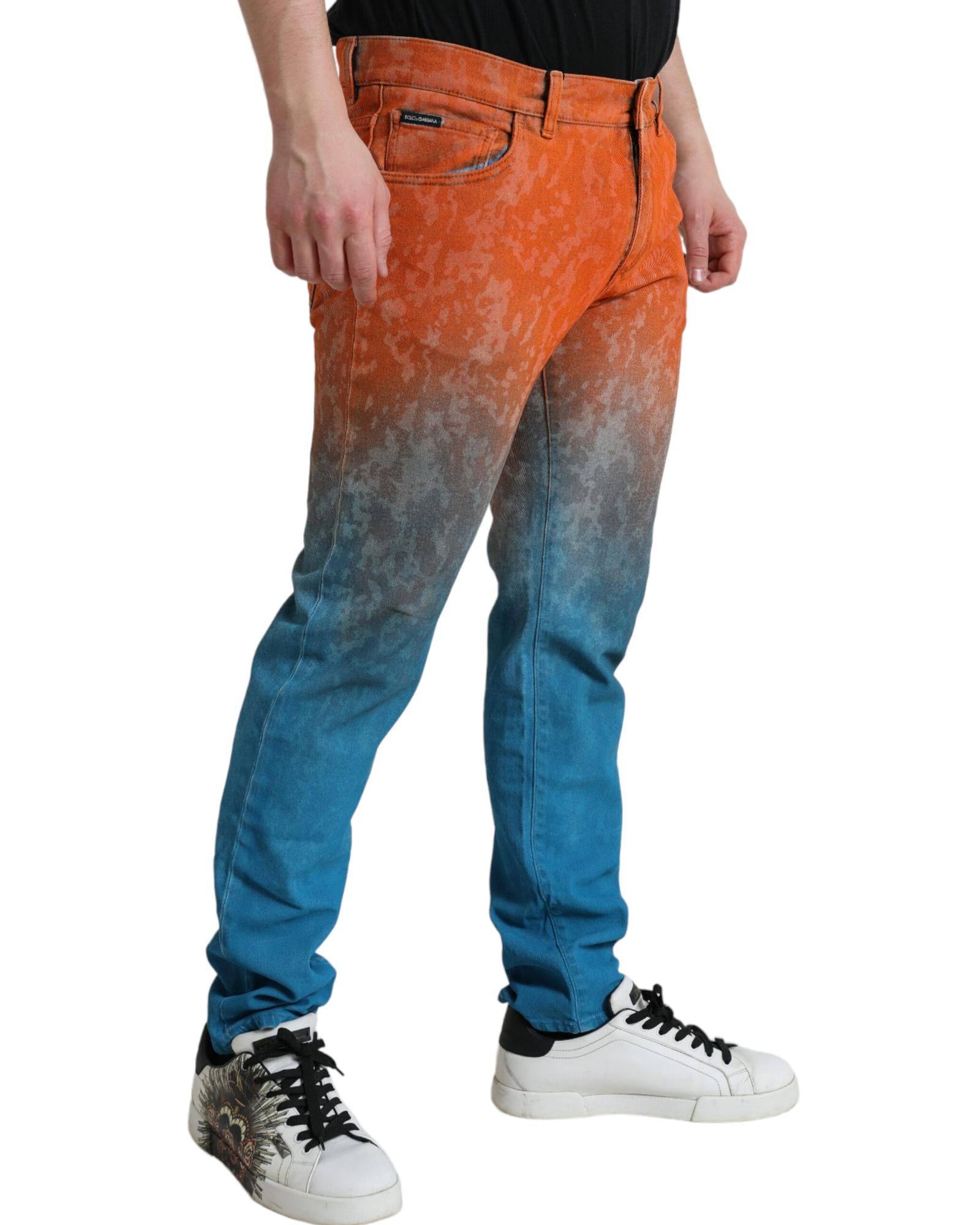 Dolce & Gabbana  Men's Gradient Slim Fit Jeans - OrangeBlue