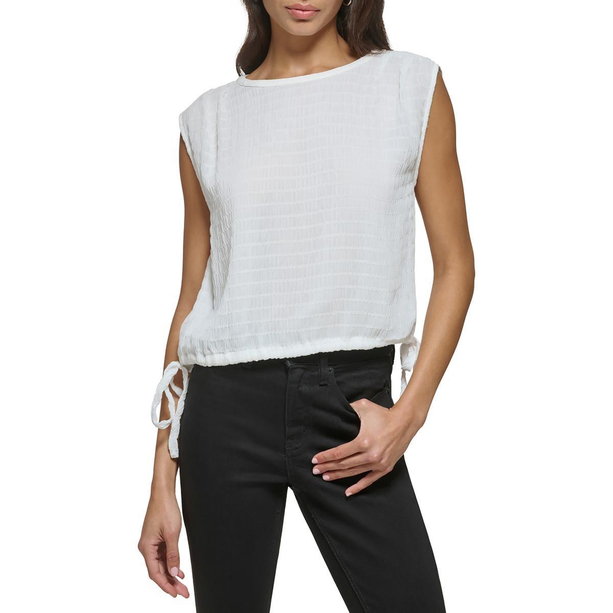 Womens Crinkle Side Tie Blouse