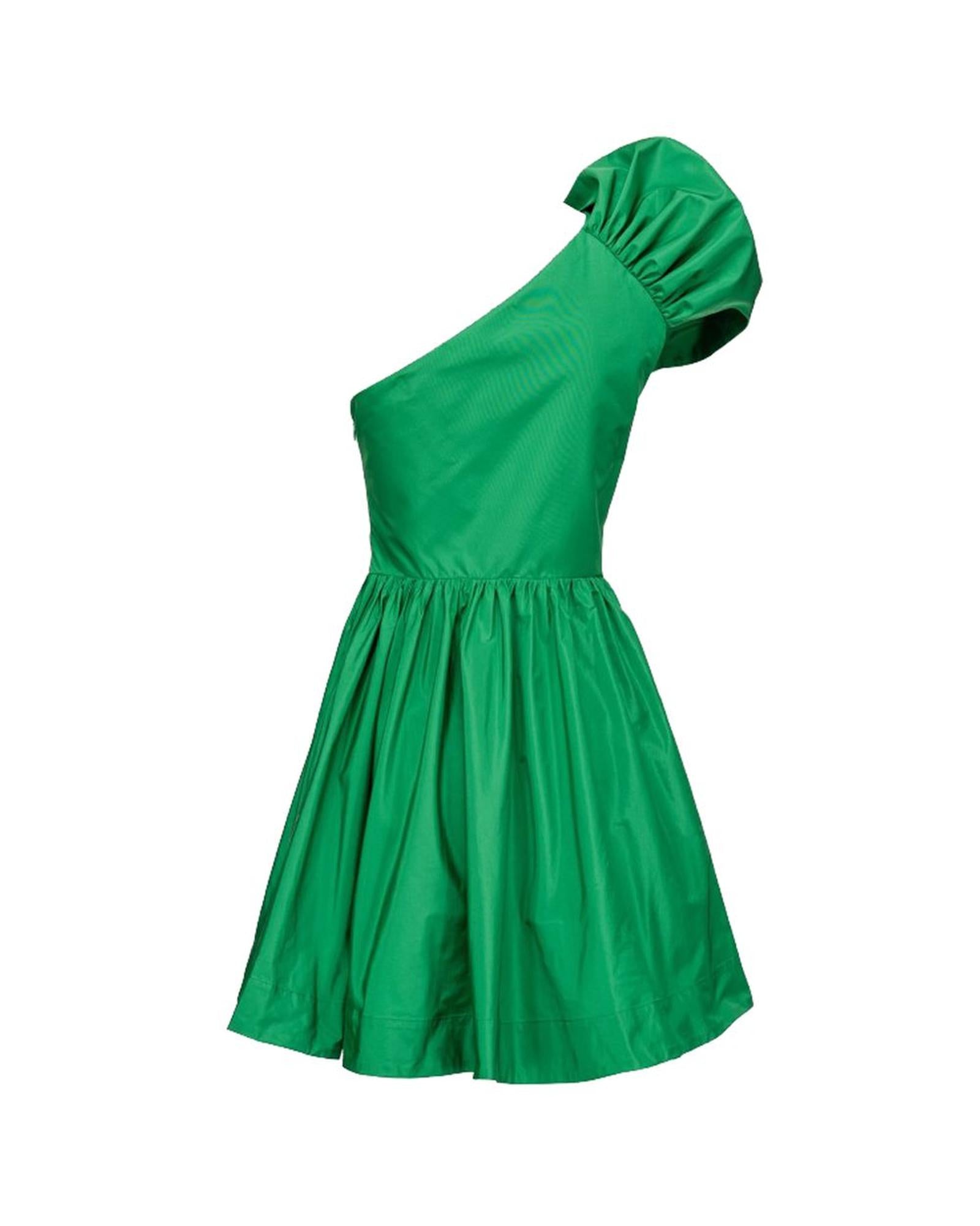 PINKO  Love Me Tender One-Shoulder Dress Green