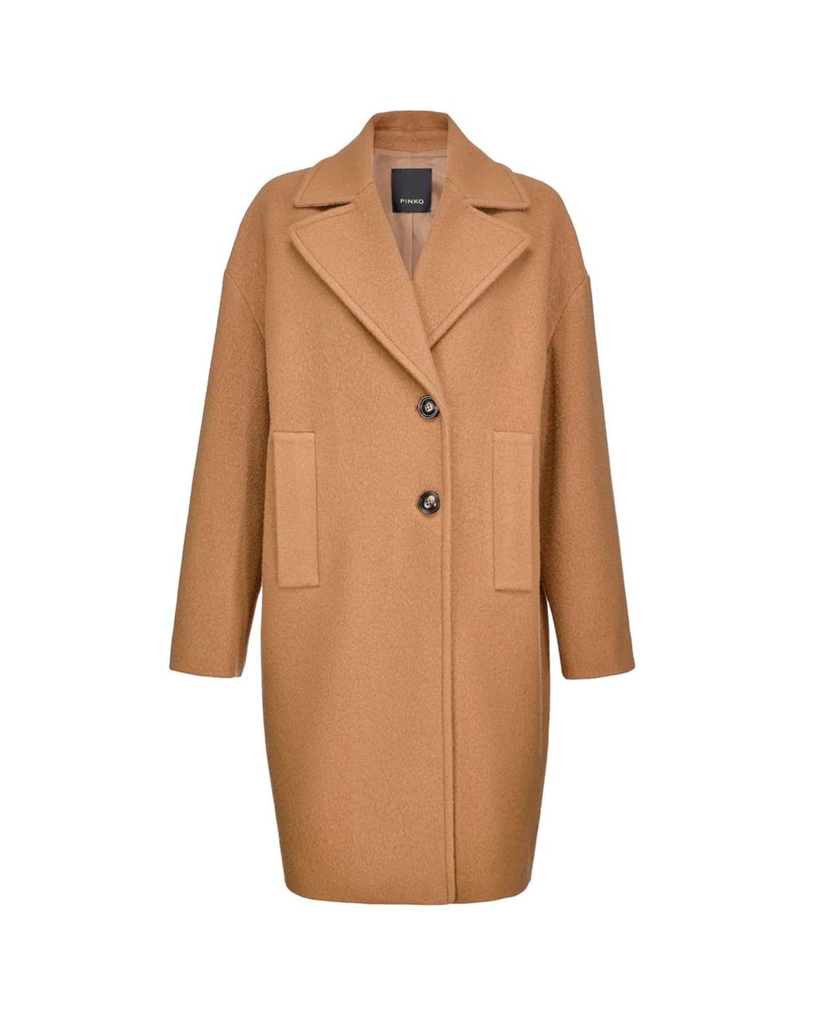 PINKO  Oversized Wool Coat - Camel