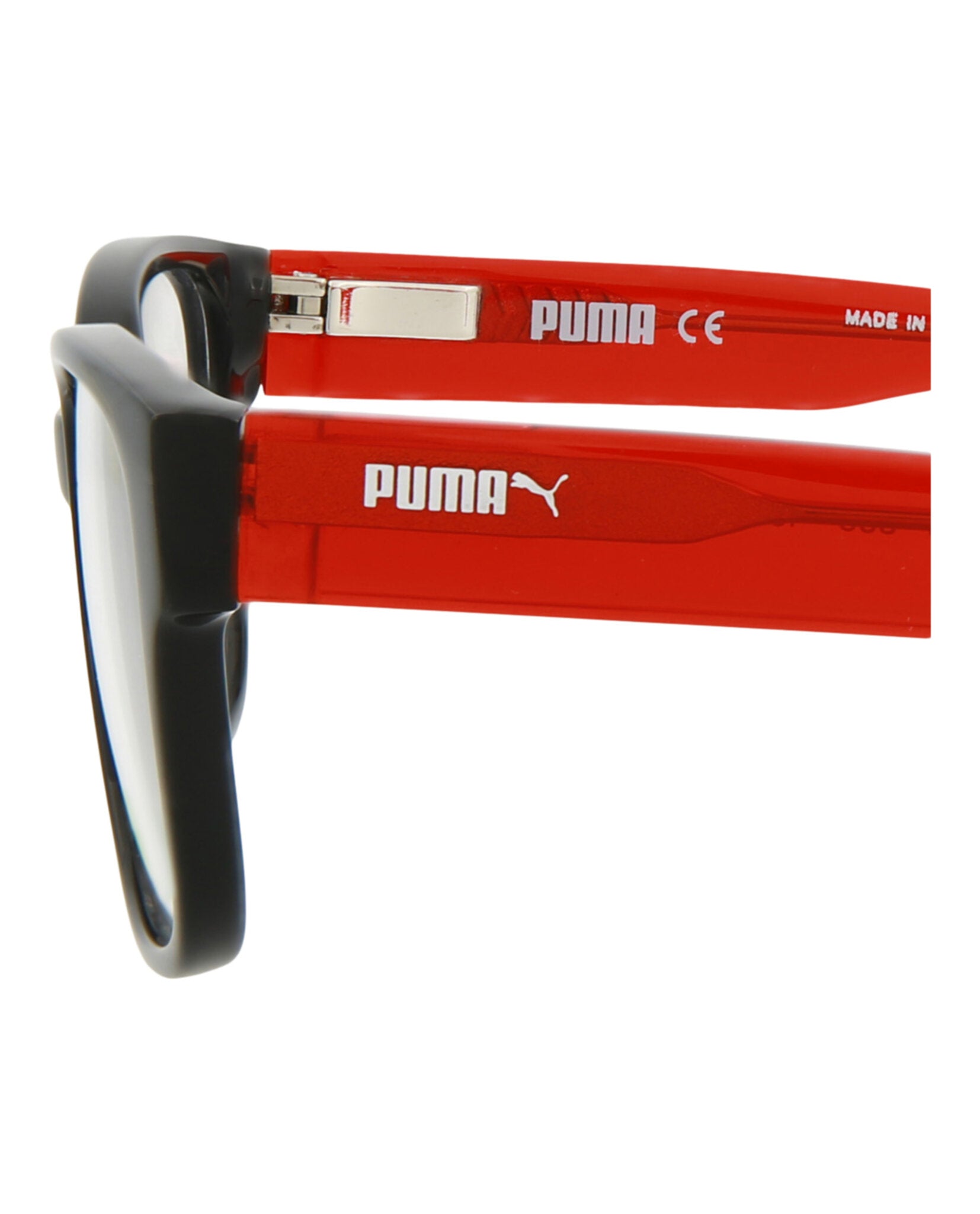 Puma Kids Unisex Square/Rectangle Black Red Transparent Fashion Designer Eyewear