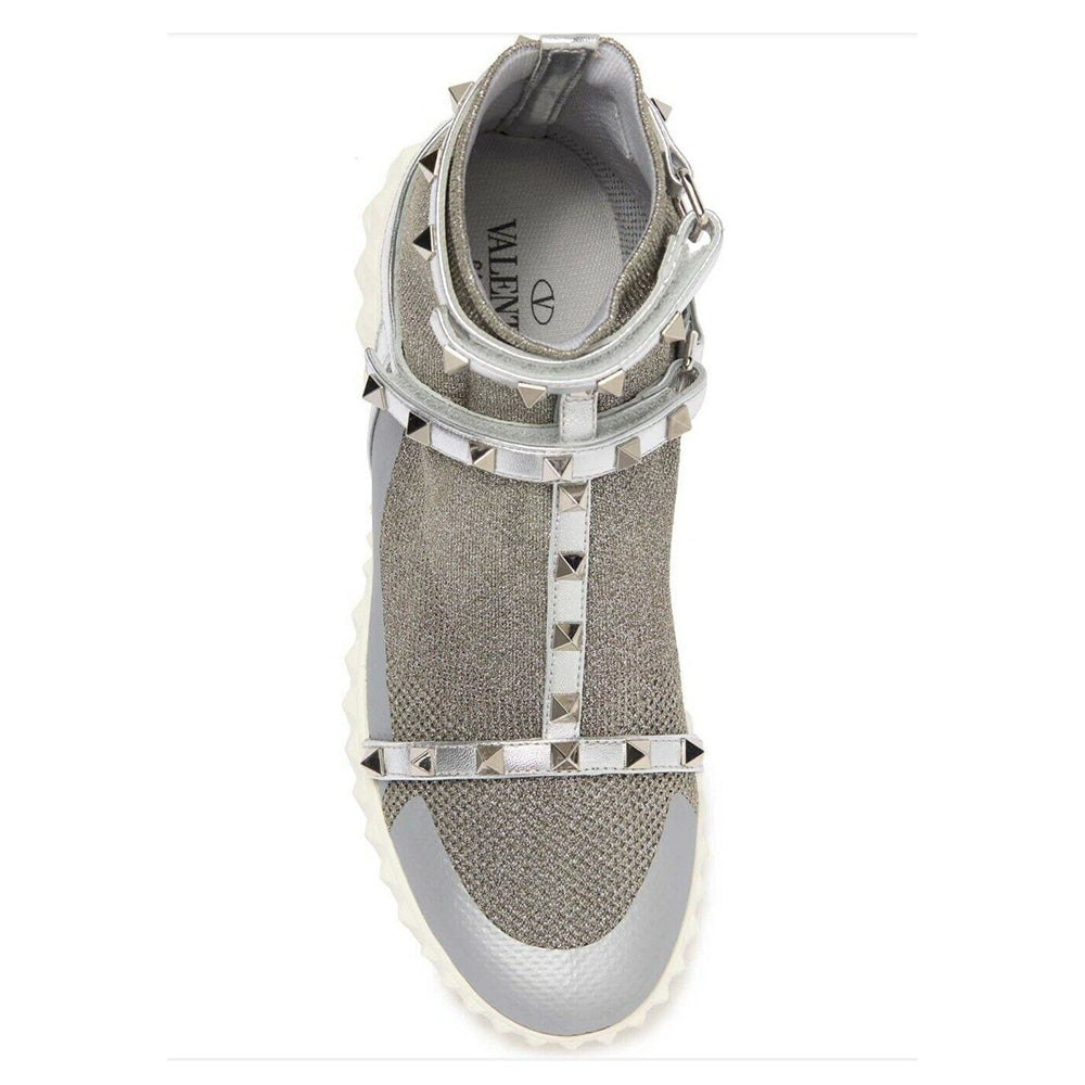 Valentino Garavani Women's Rockstud Bodytech Knit Sneakers in Silver3