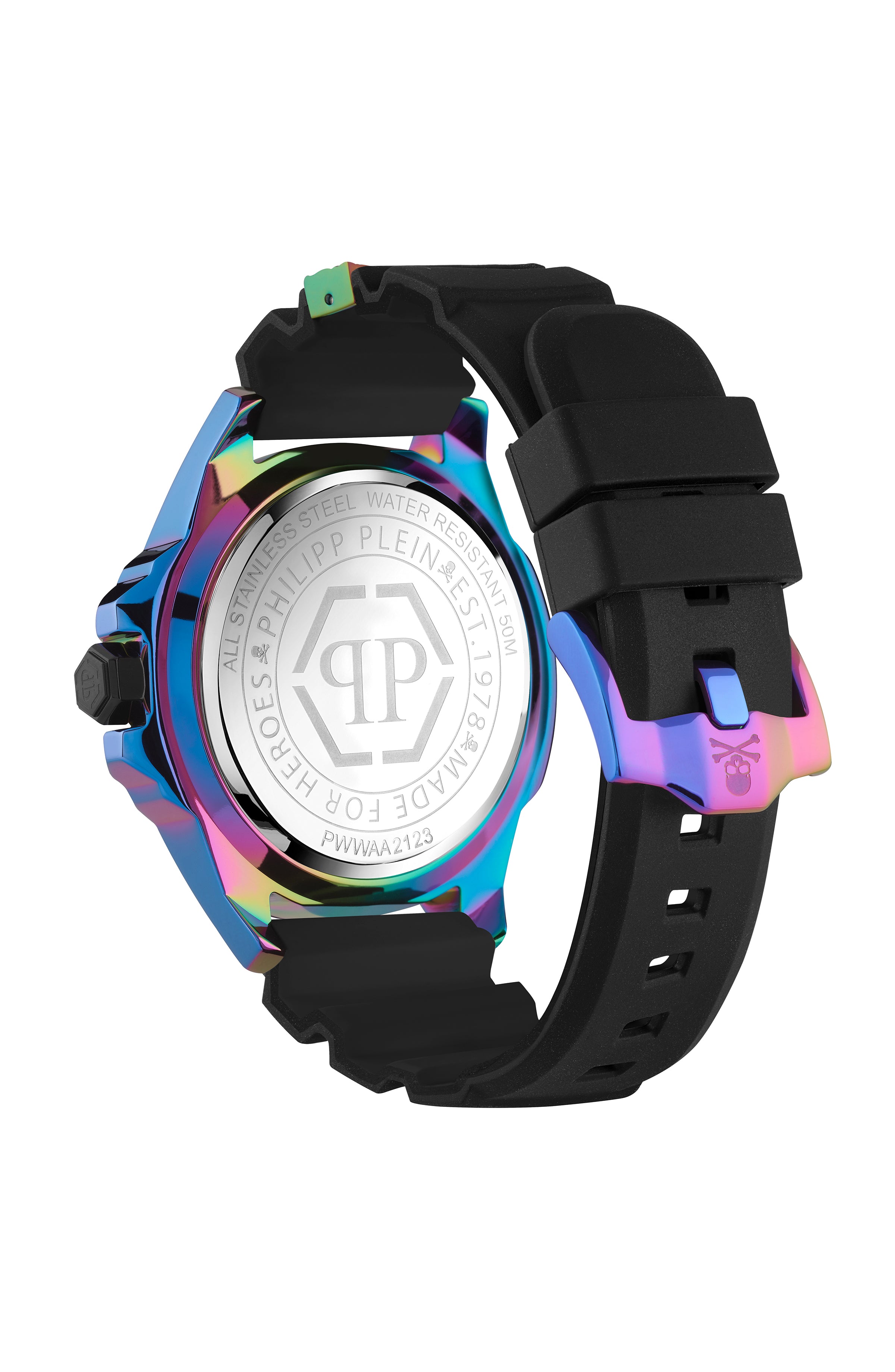 Philipp Plein Mens  IP Rainbow 44mm Strap Fashion Watch