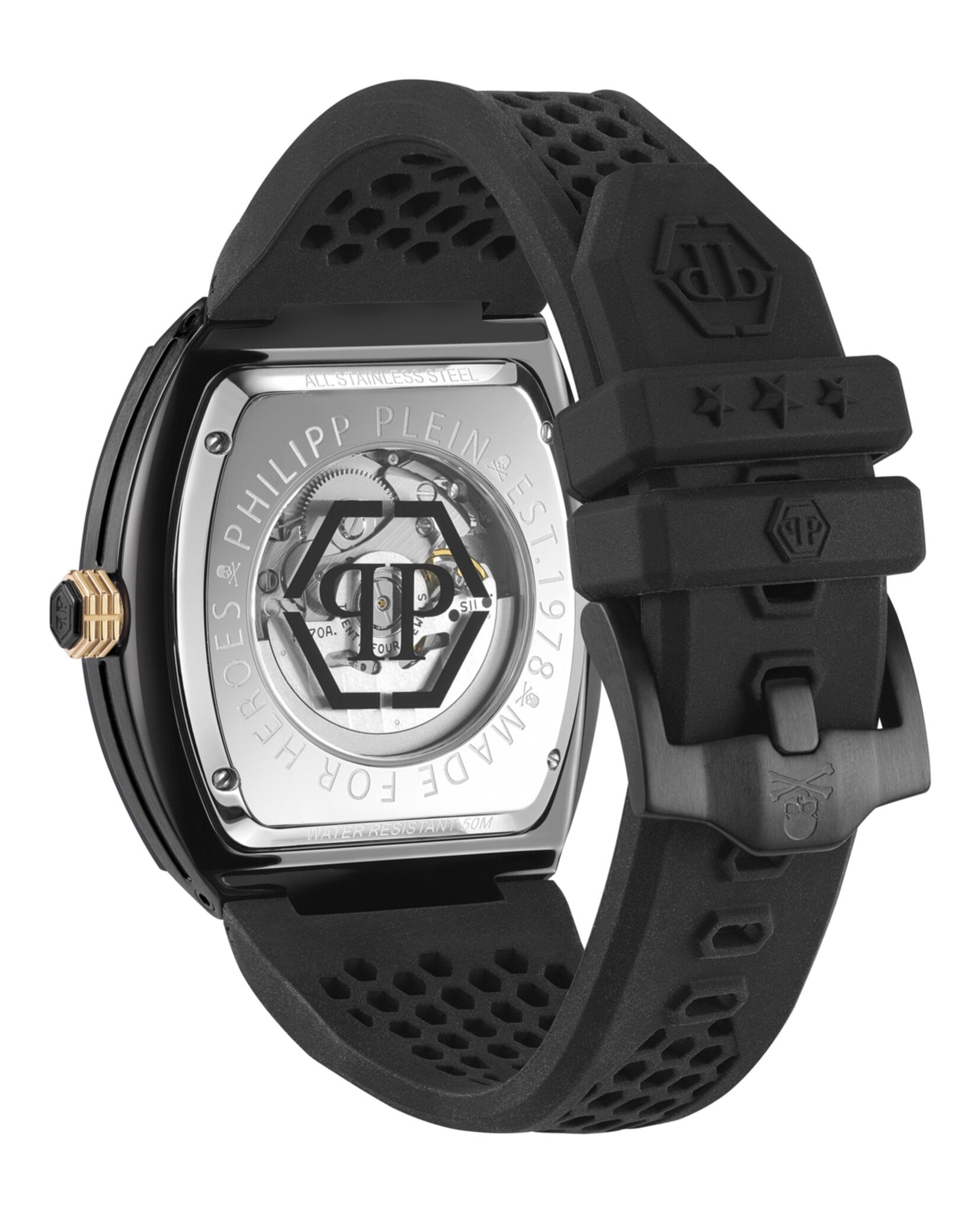 Philipp Plein Mens The $keleton IP Black 44mm Strap Fashion Watch