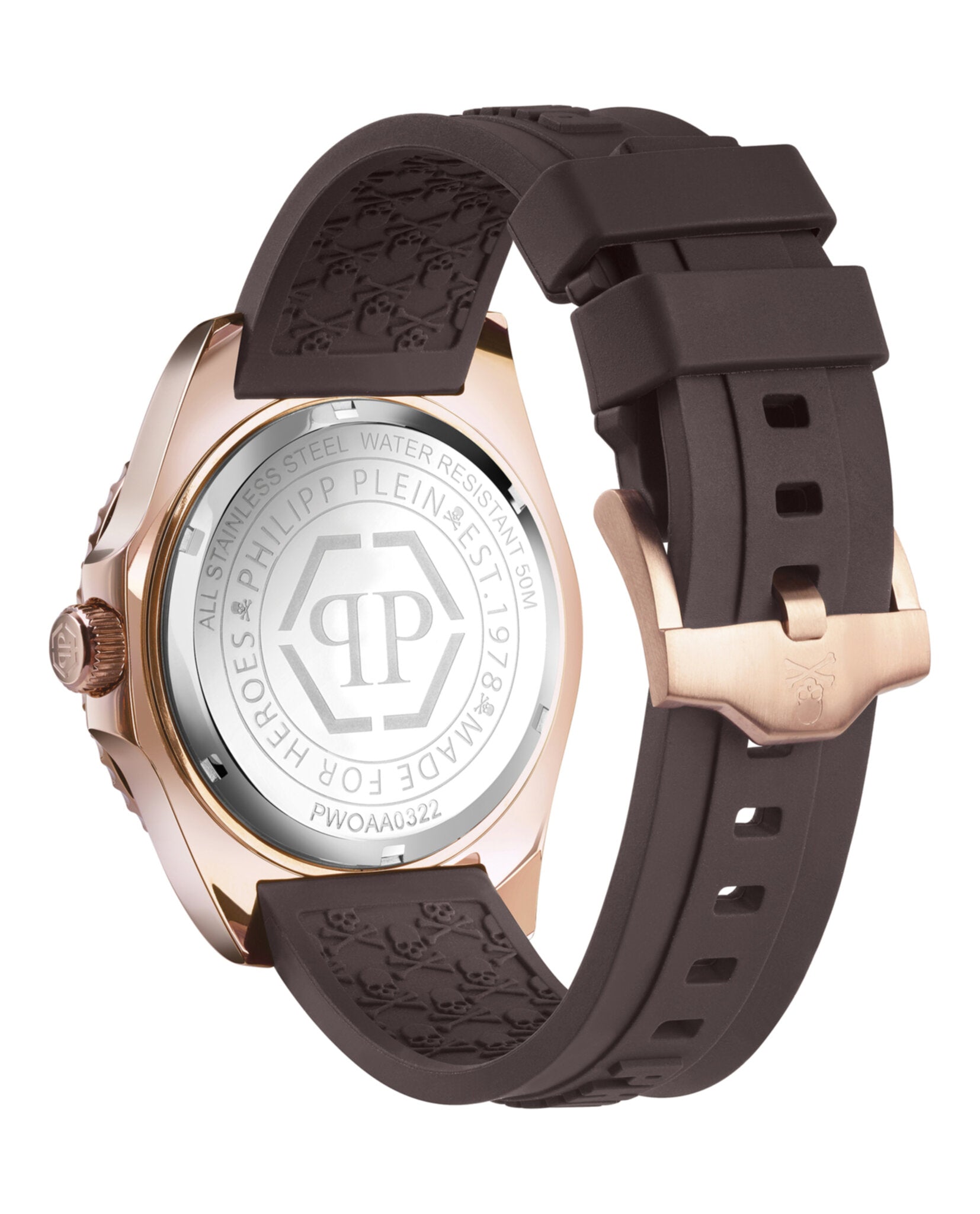 Philipp Plein Mens The $kull Rose Gold 44mm Strap Fashion Watch