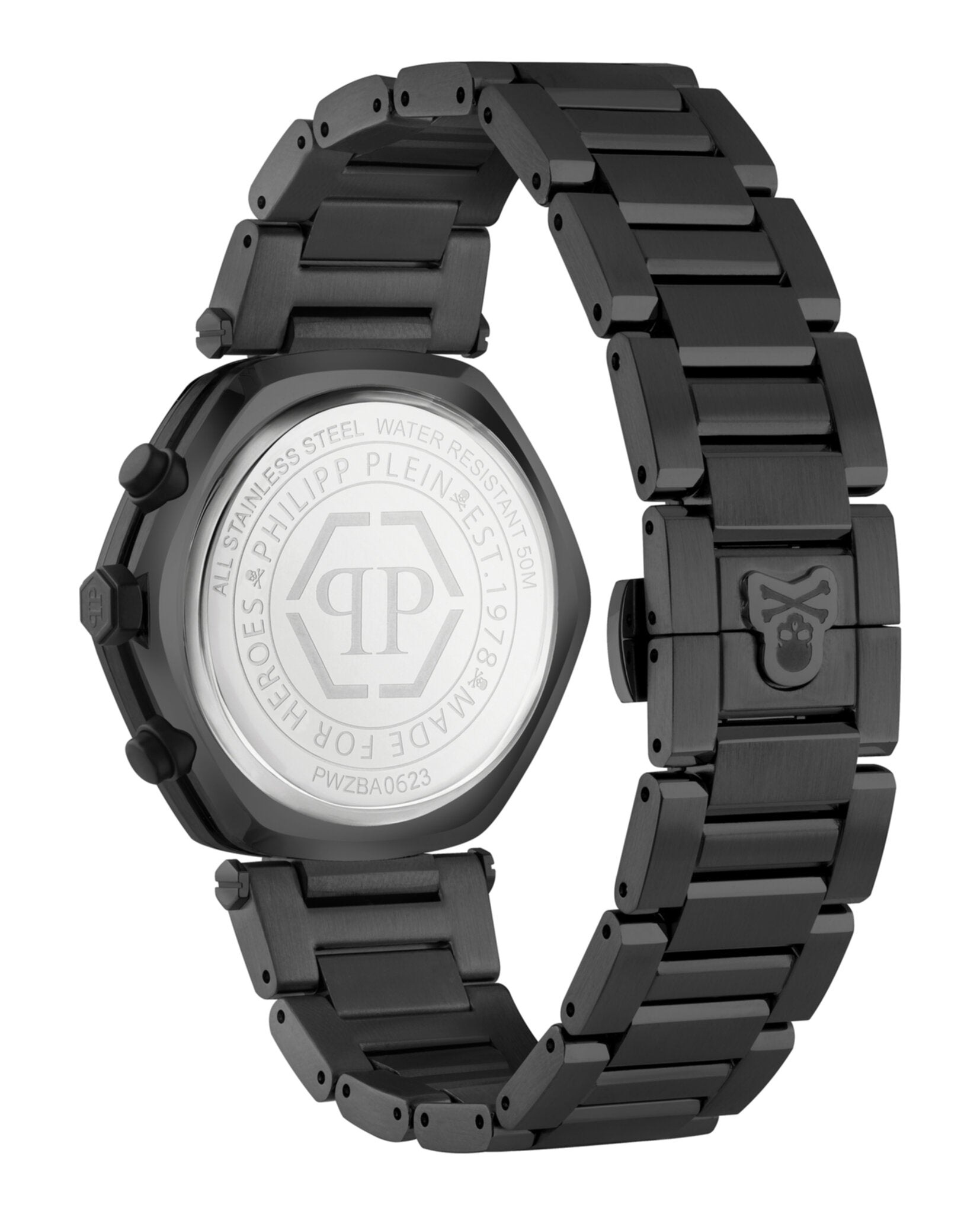 Philipp Plein Mens The Hexagon Black 42mm Bracelet Fashion Watch