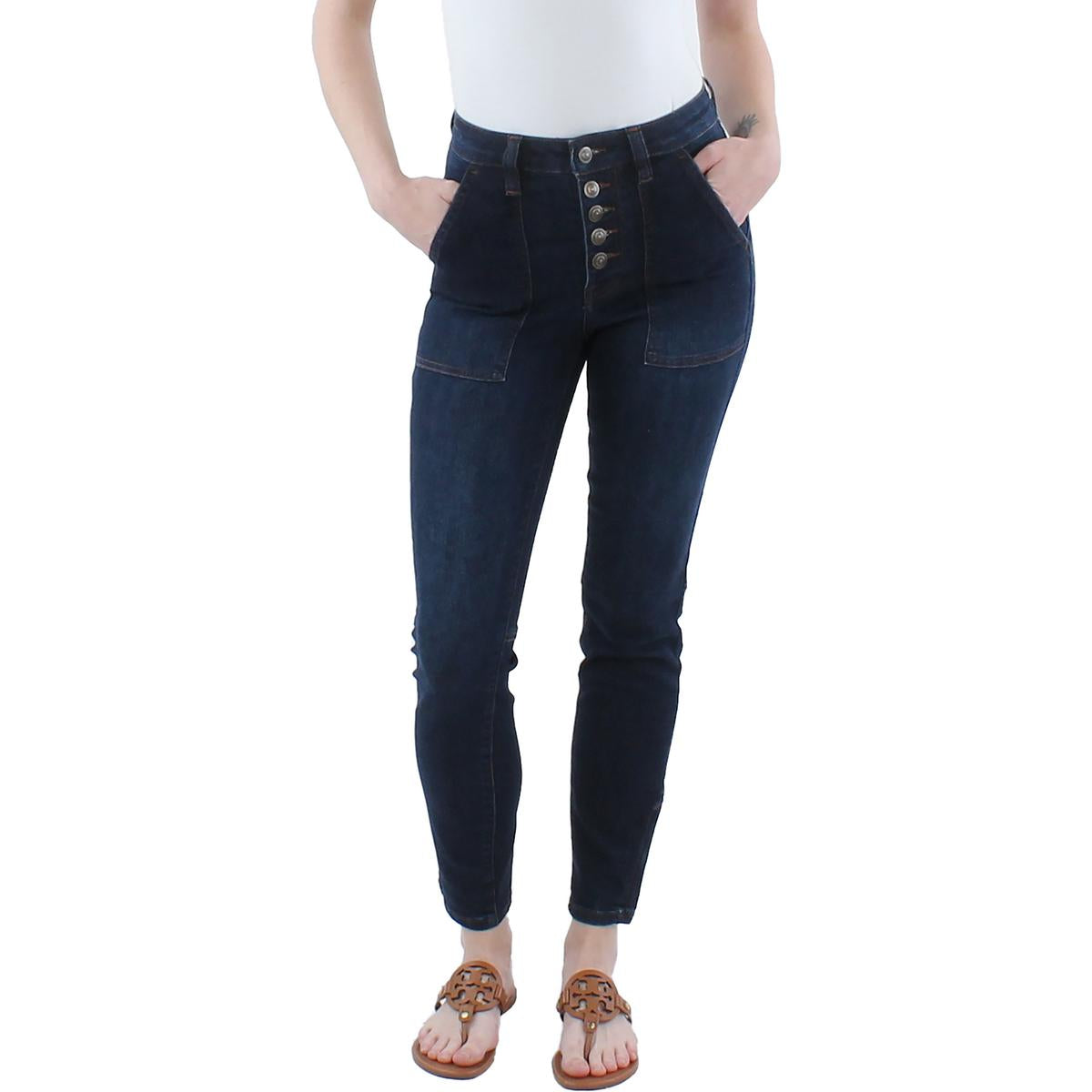 Womens Skinny Dark Wash High-Waist Jeans