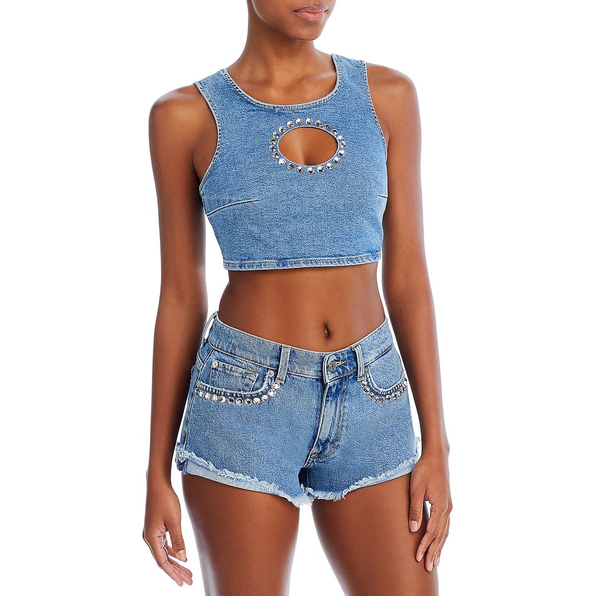 Womens Cutout Cropped Shell