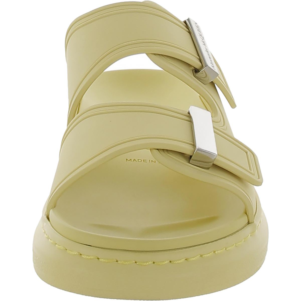 Two Band Rubber Slide Womens Double Strap Open Toe Flatform Sandals