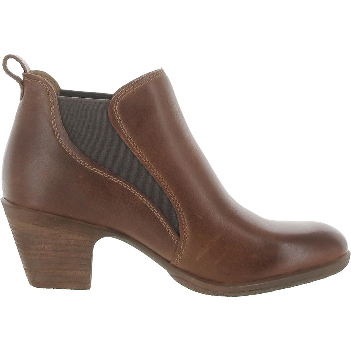 Bailey Womens Leather Stacked Heel Ankle Boots